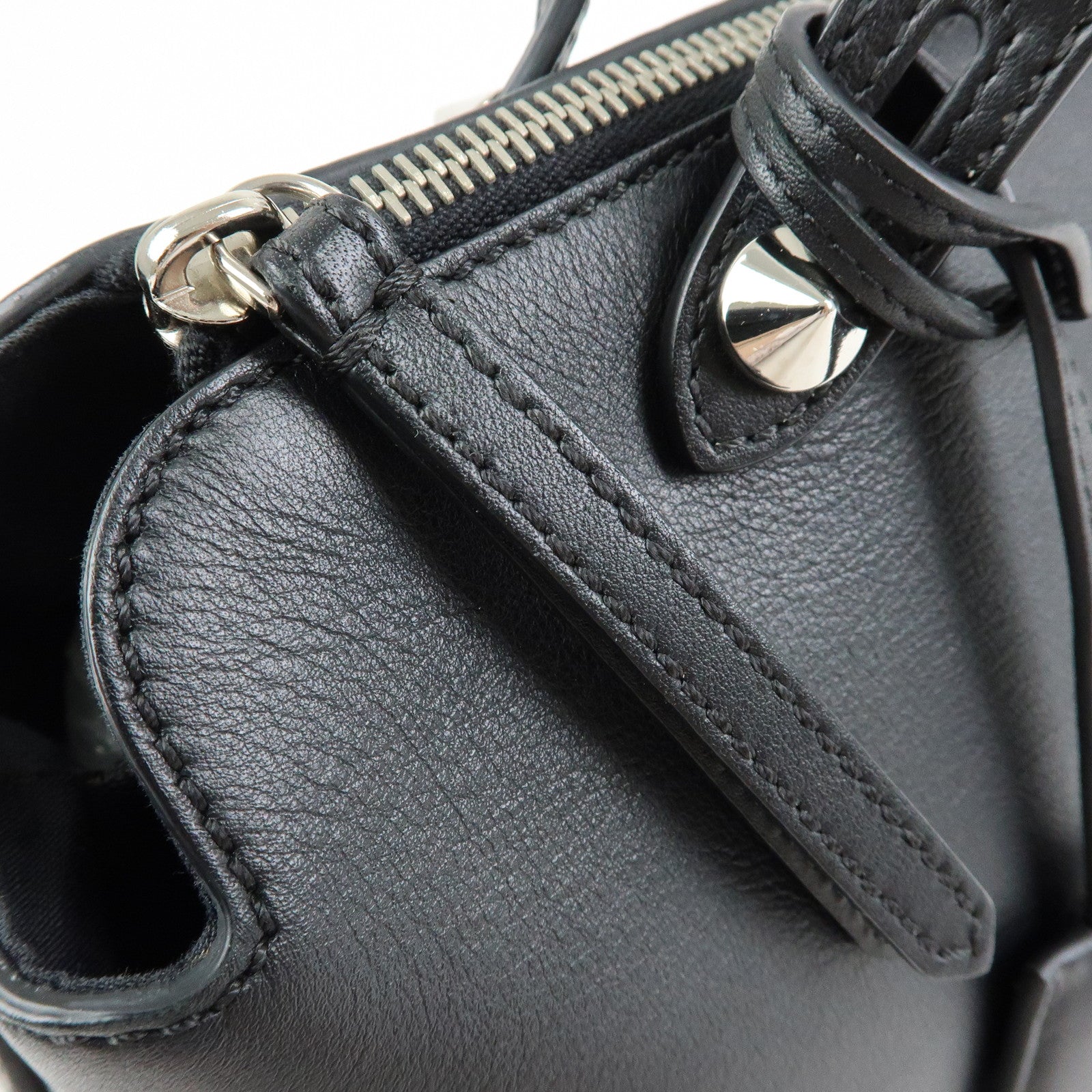 FENDI By The Way Large Leather 2Way Bag Hand Bag Black 8BL125