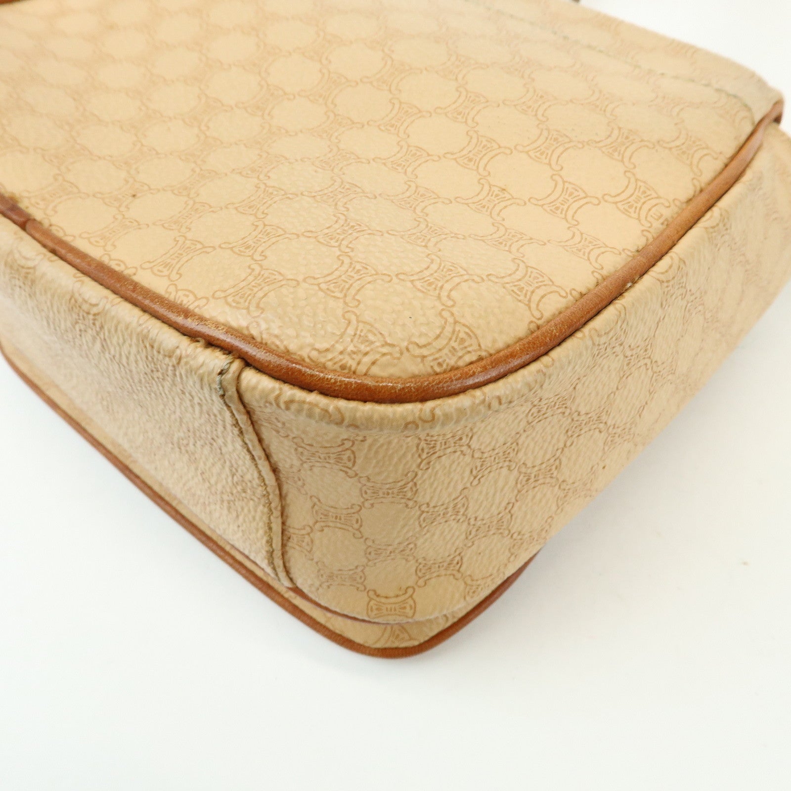 CELINE Macadam PVC Leather Shoulder Bag Crossbody Bag Beige Camel