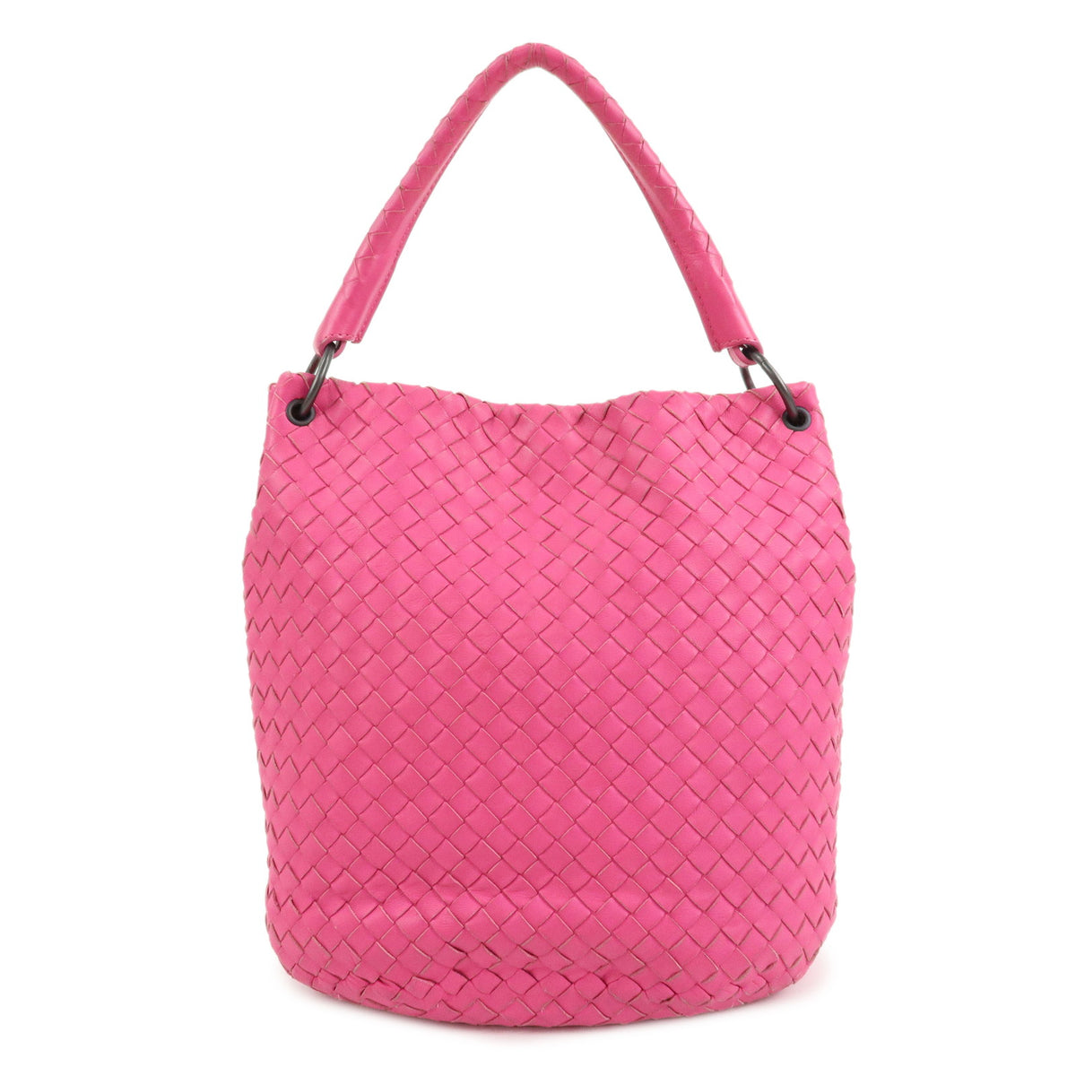 BOTTEGA VENETA Intrecciato Leather Bucket Shoulder Bag Pink