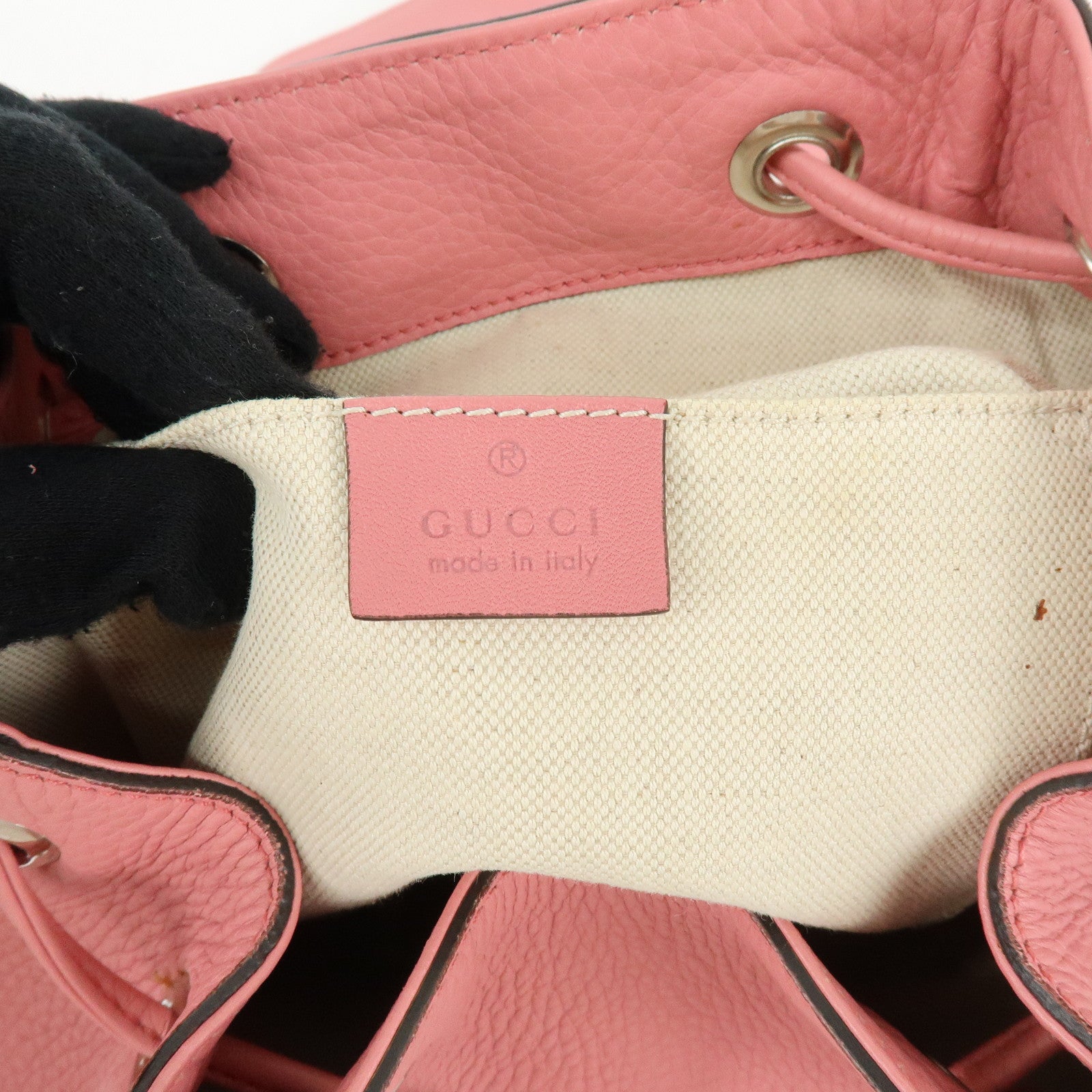 GUCCI Bamboo Tassel Leather Backpack Rucksack Pink 370833