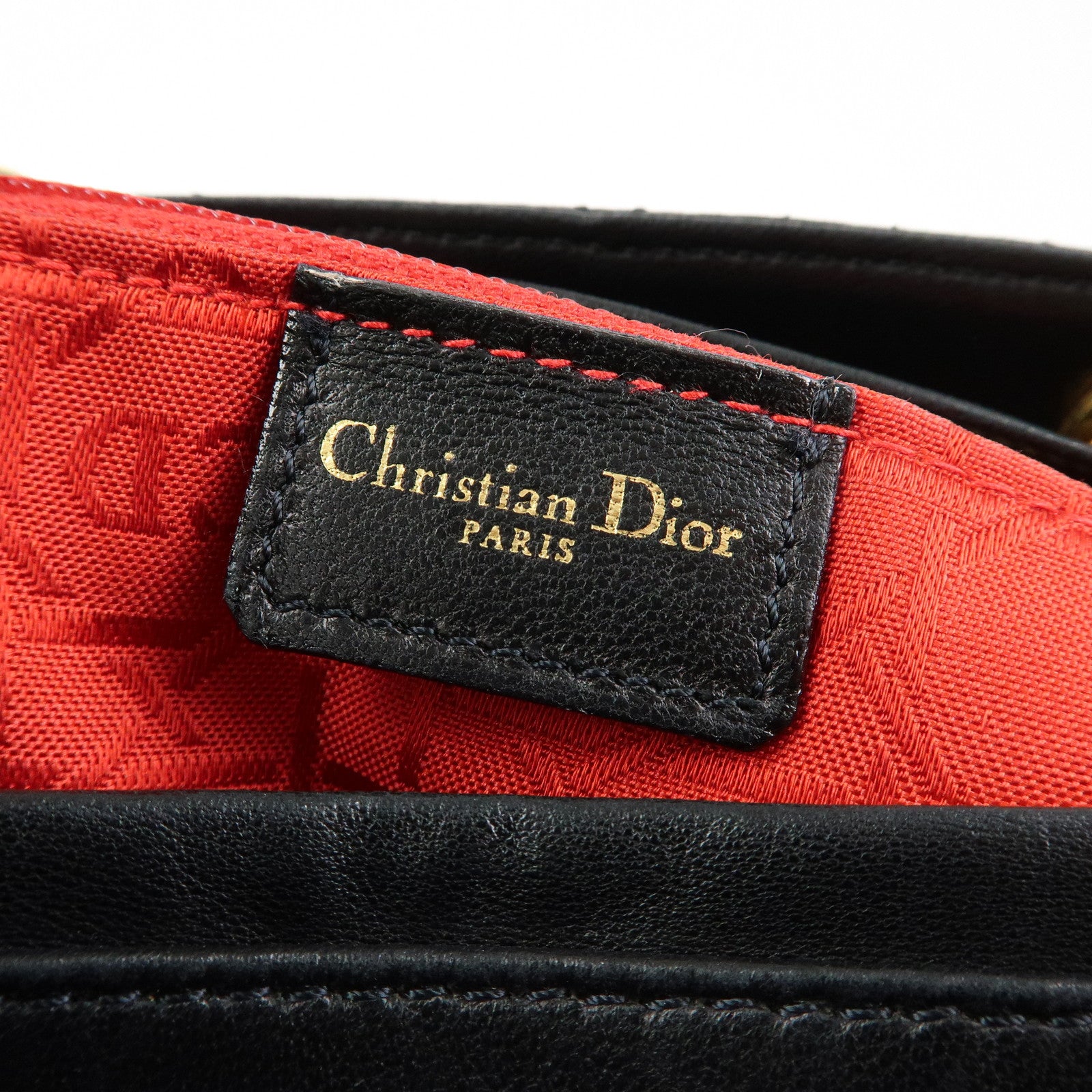 Christian Dior Cannage Lady Dior Leather Hand Bag Black