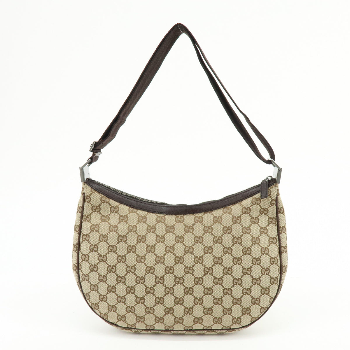 GUCCI GG Canvas Leather Shoulder Bag Hand Bag Brown Beige