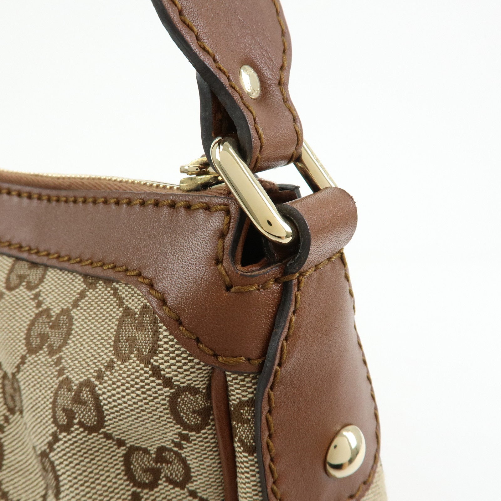 GUCCI Sukey Interlocking G GG Canvas Leather Shoulder Bag Beige 232955