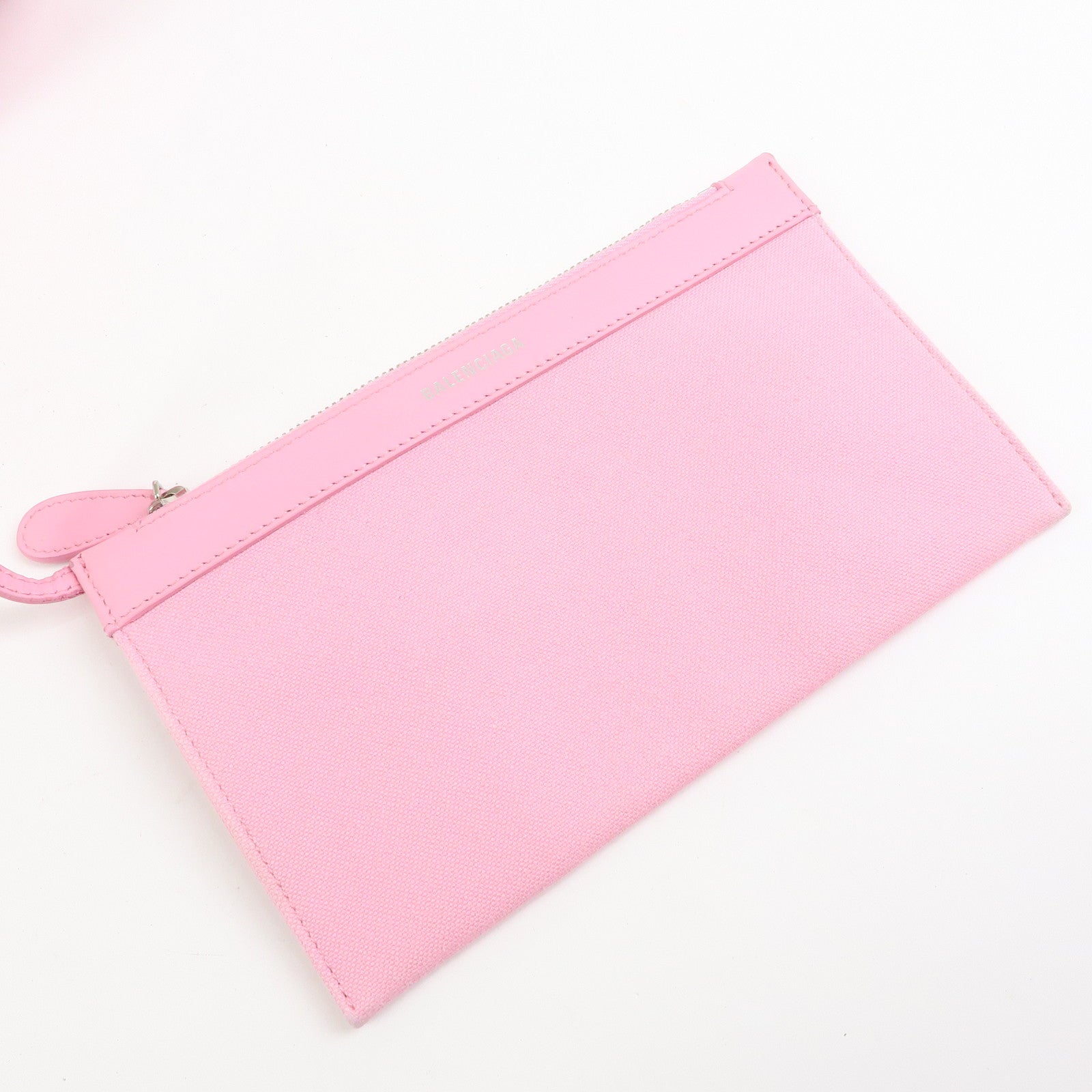 BALENCIAGA Navy Cabas Canvas Leather Small Tote Hand Bag Pink 339933