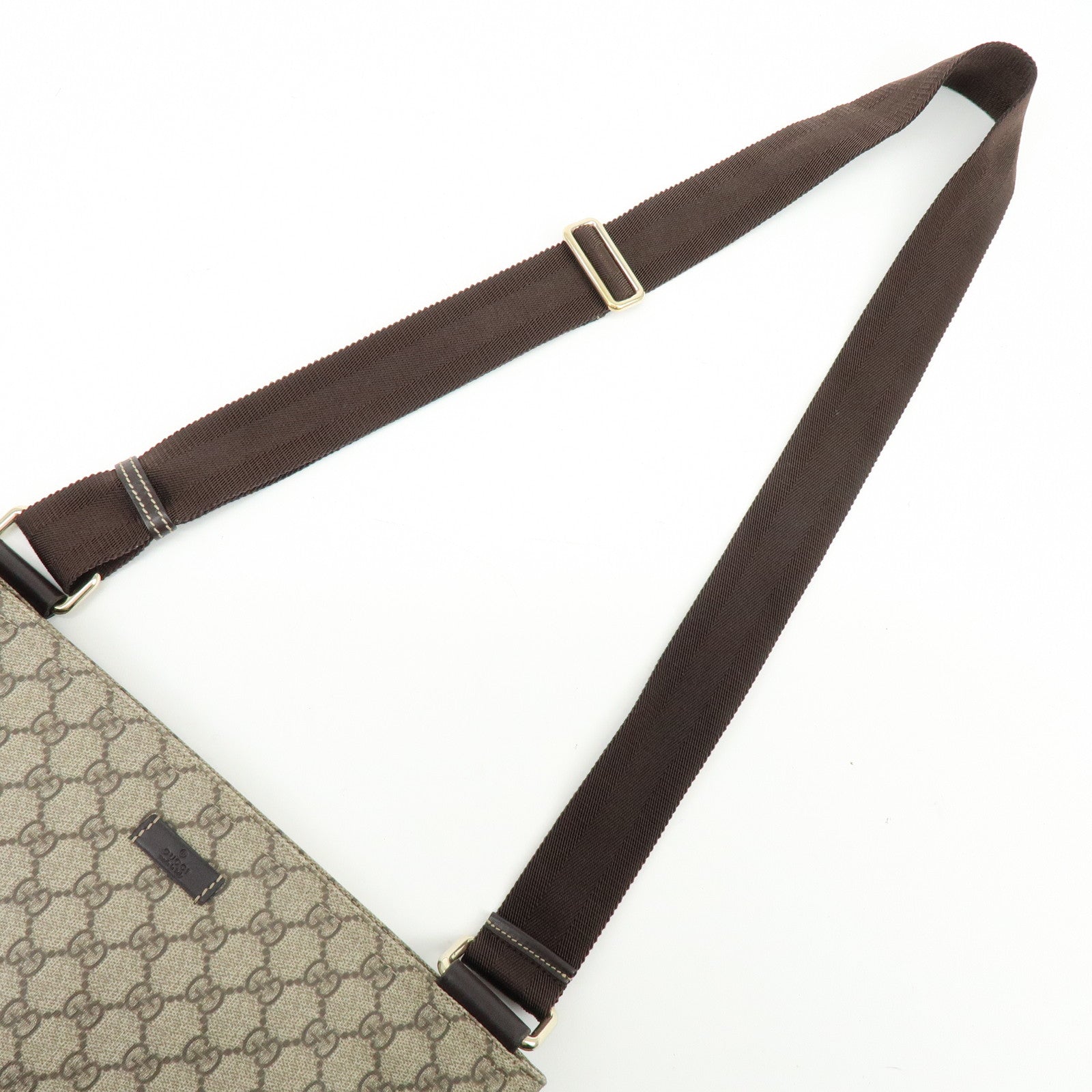 GUCCI GG Supreme Leather Shoulder Bag Crossbody Bag Brown Beige 201446