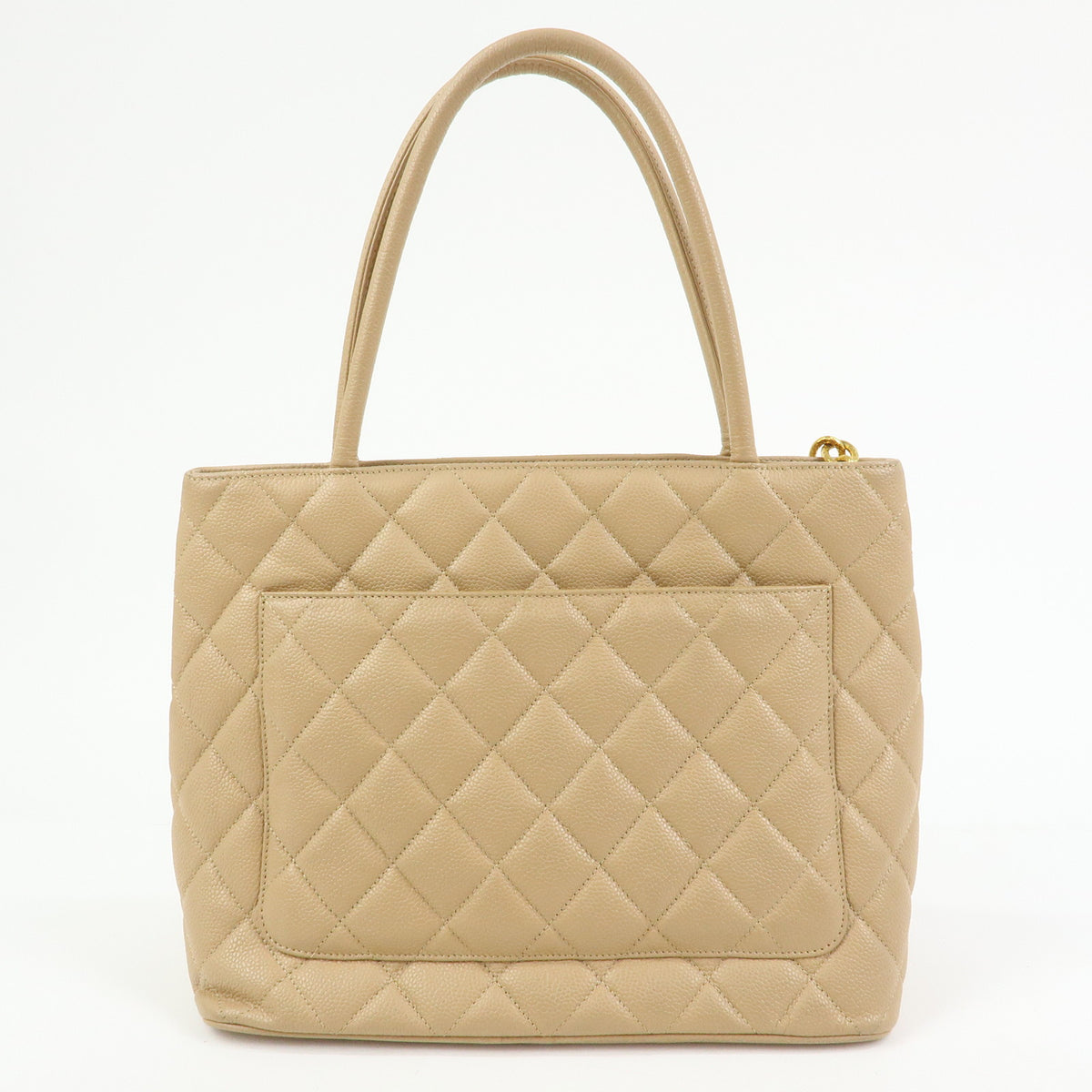 CHANEL Medallion Matelasse COCO Mark Caviarskin Tote Bag Beige A01804