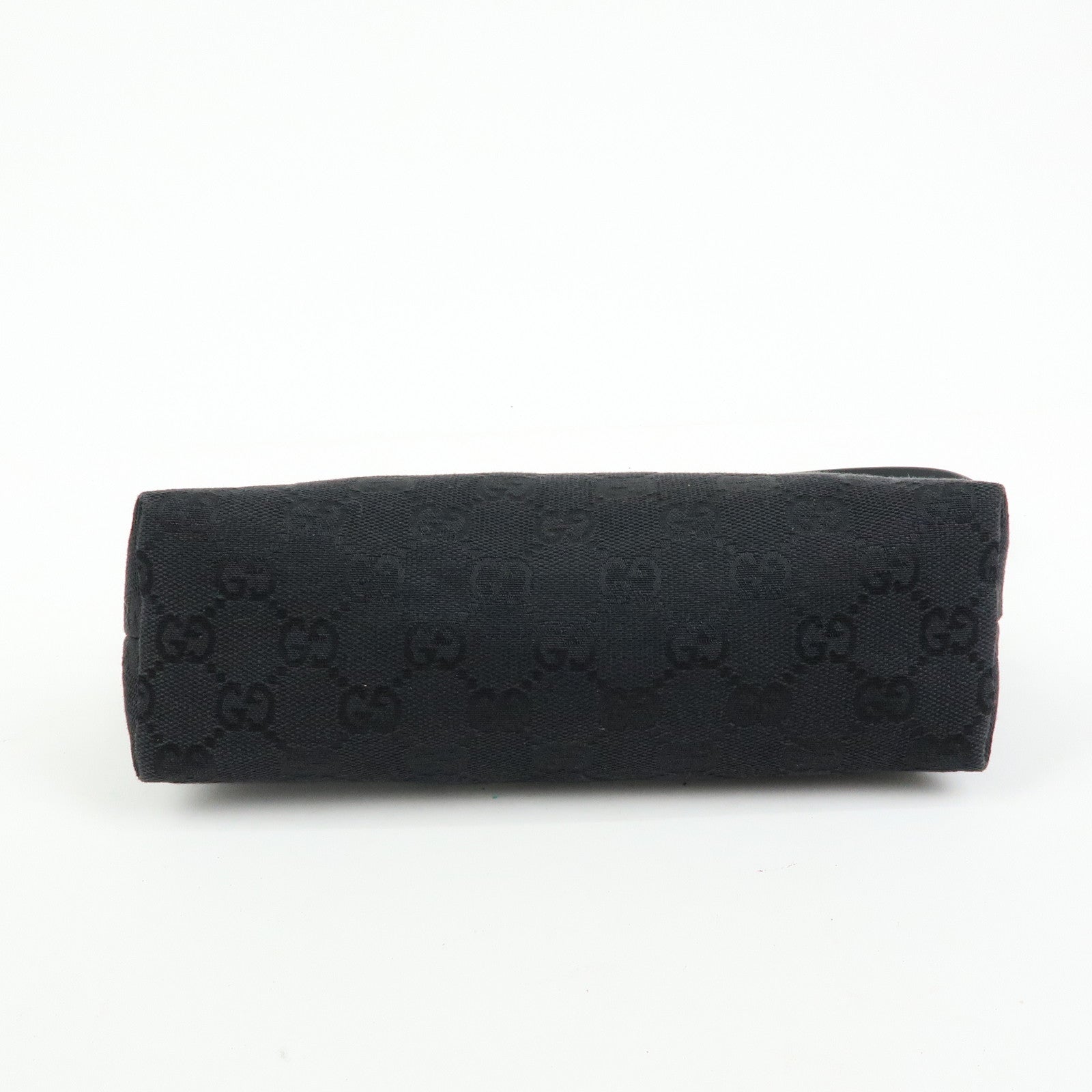 GUCCI GG Canvas Leather Hand Bag Accessory Pouch Black 103399