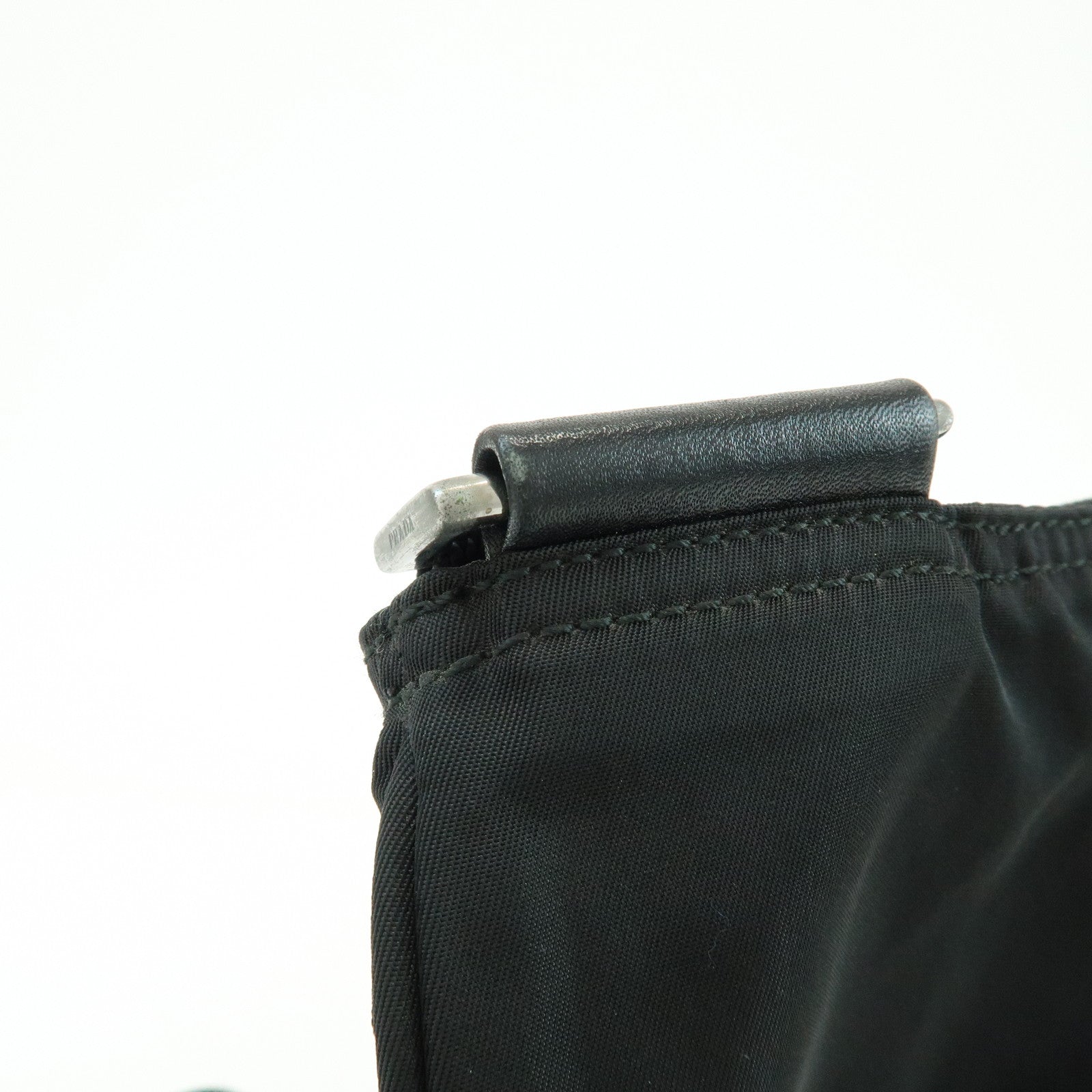 PRADA Triangle Logo Nylon Leather Shoulder Bag Crossbody Bag Black