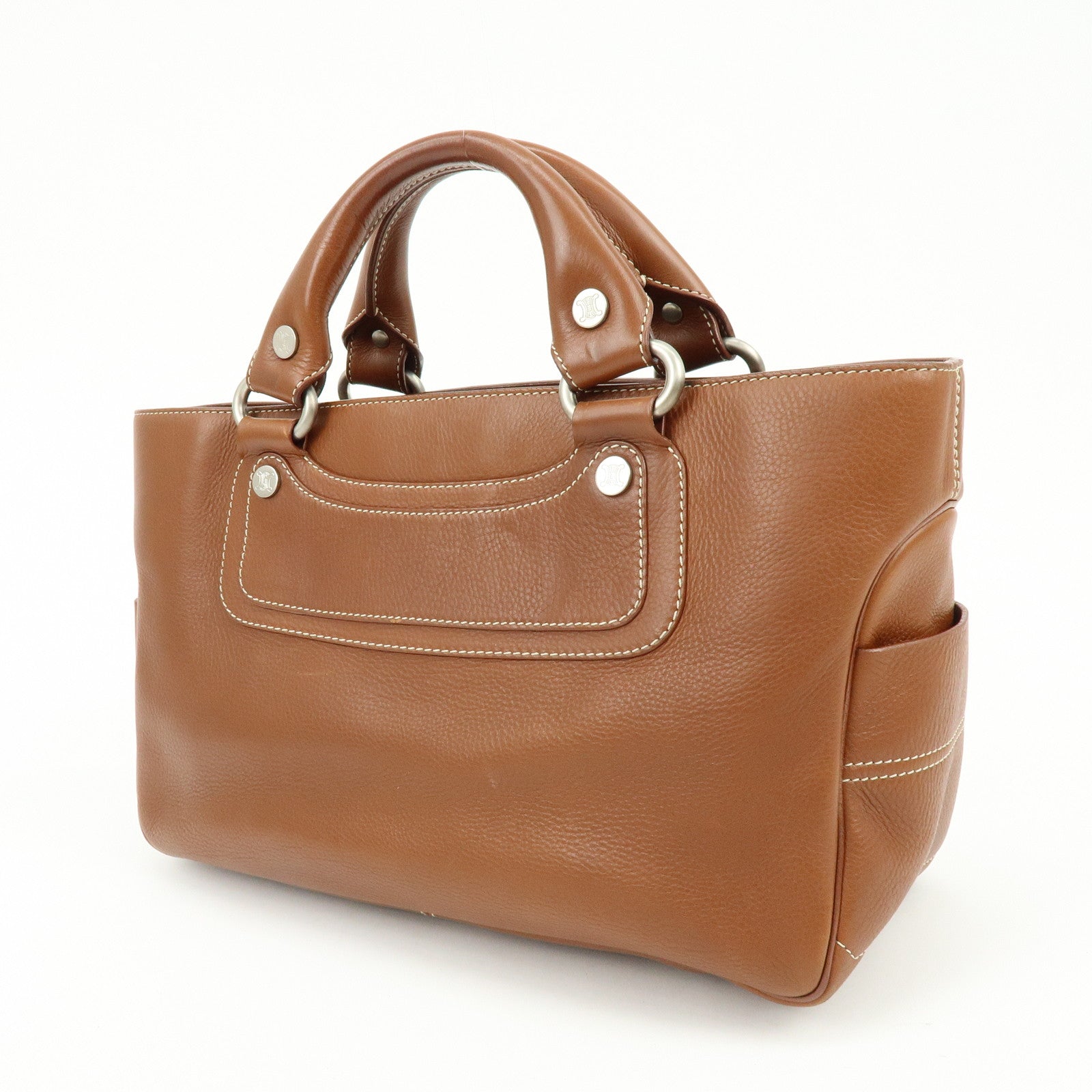 CELINE Boogie Bag Leather Hand Bag Tote Bag Brown