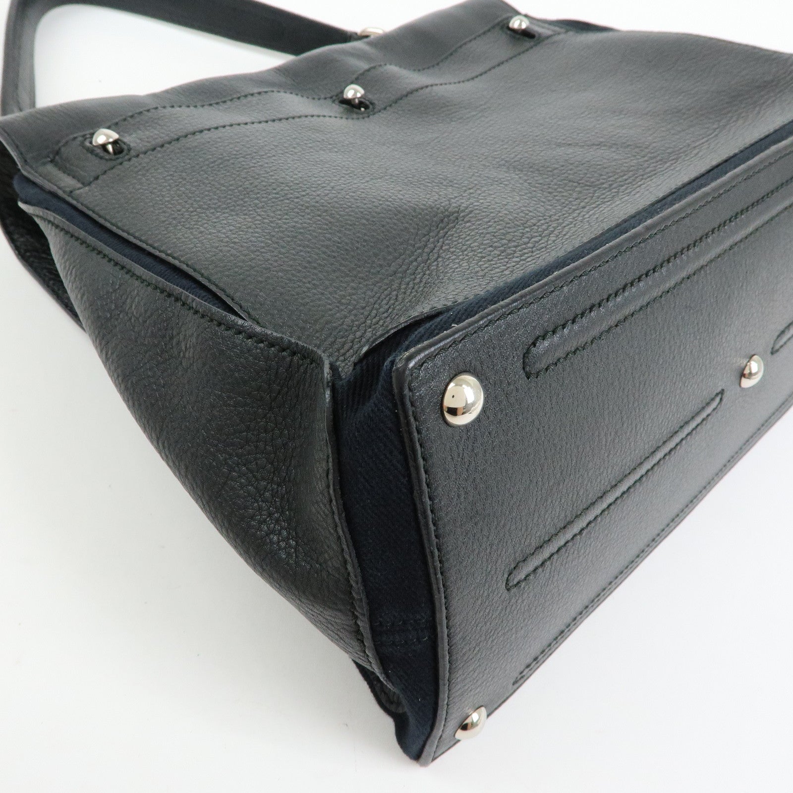 SAINT LAURENT PARIS Muse Two Leather Canvas Hand Shoulder Bag Black