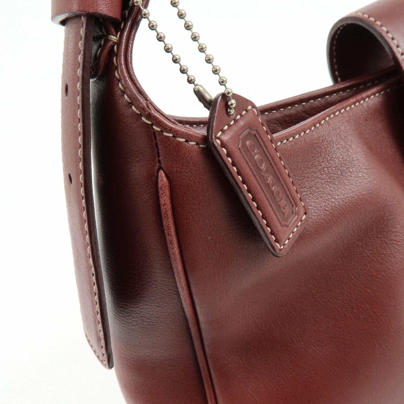 COACH Set of 2 Leather Shoulder Bag 2Way Tote Bag Bordeaux Black White