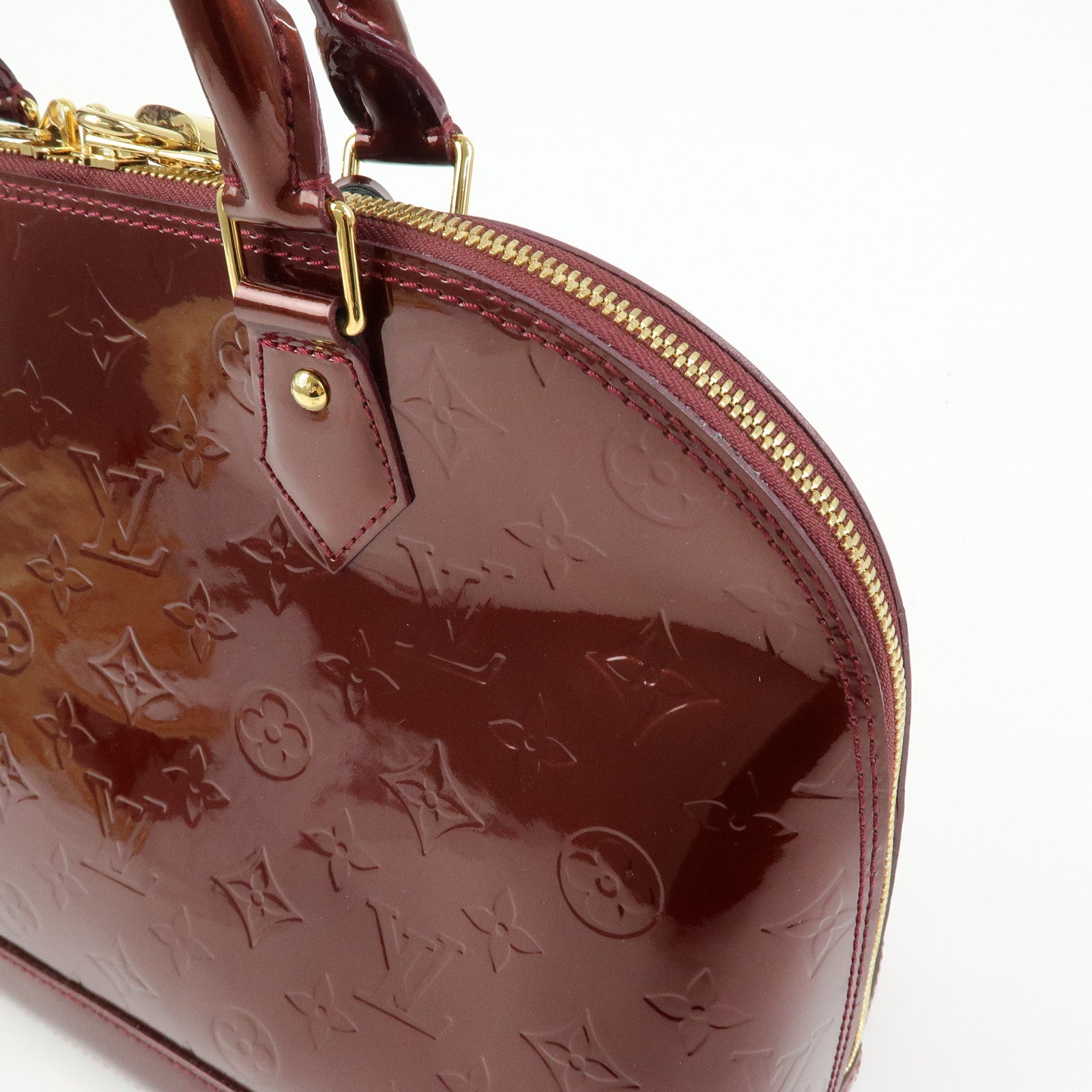 Louis Vuitton Monogram Vernis Alma PM Hand Bag Rouge Fauviste M91691