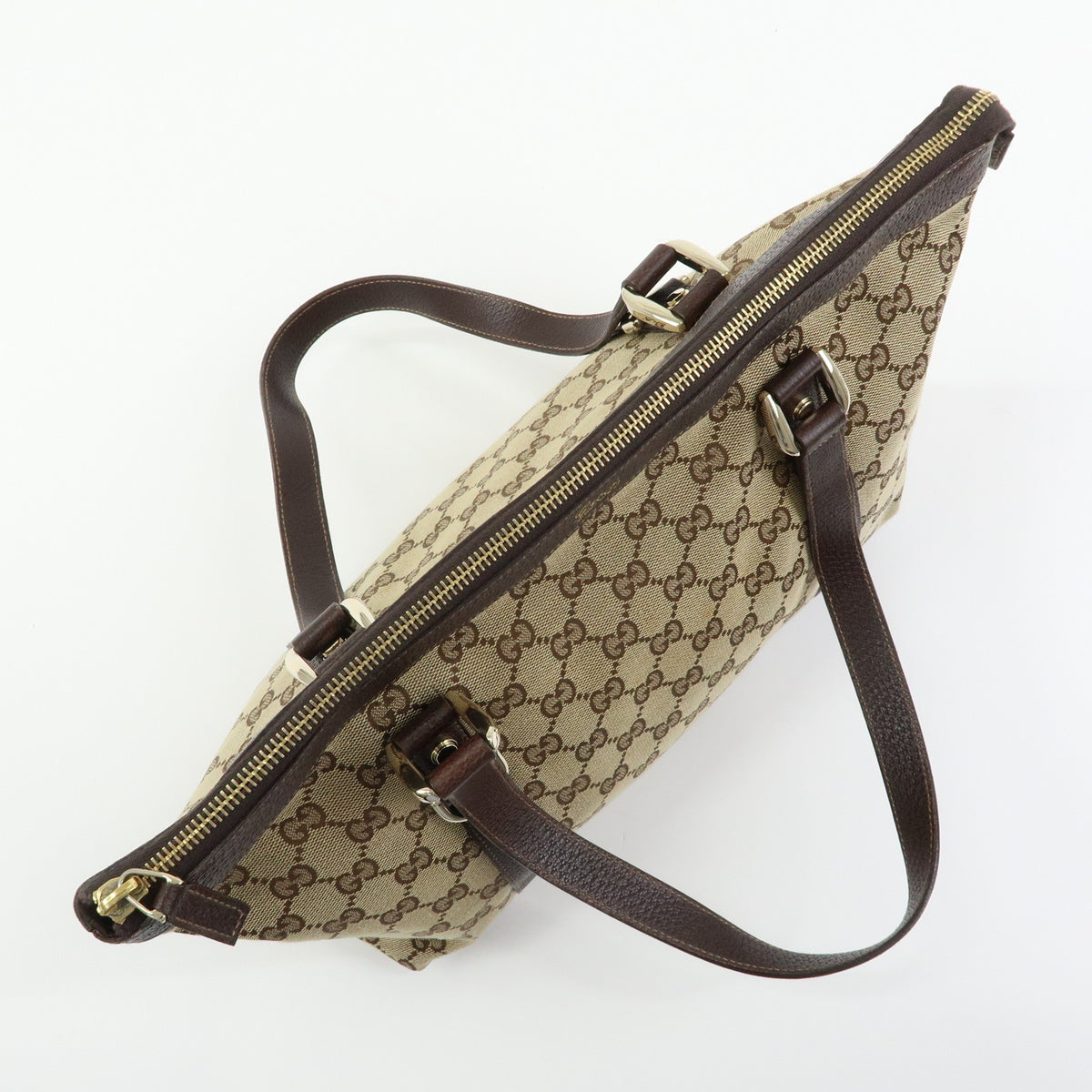 GUCCI Abbey GG Canvas Leather Tote Bag Hand Bag Beige Brown 141470
