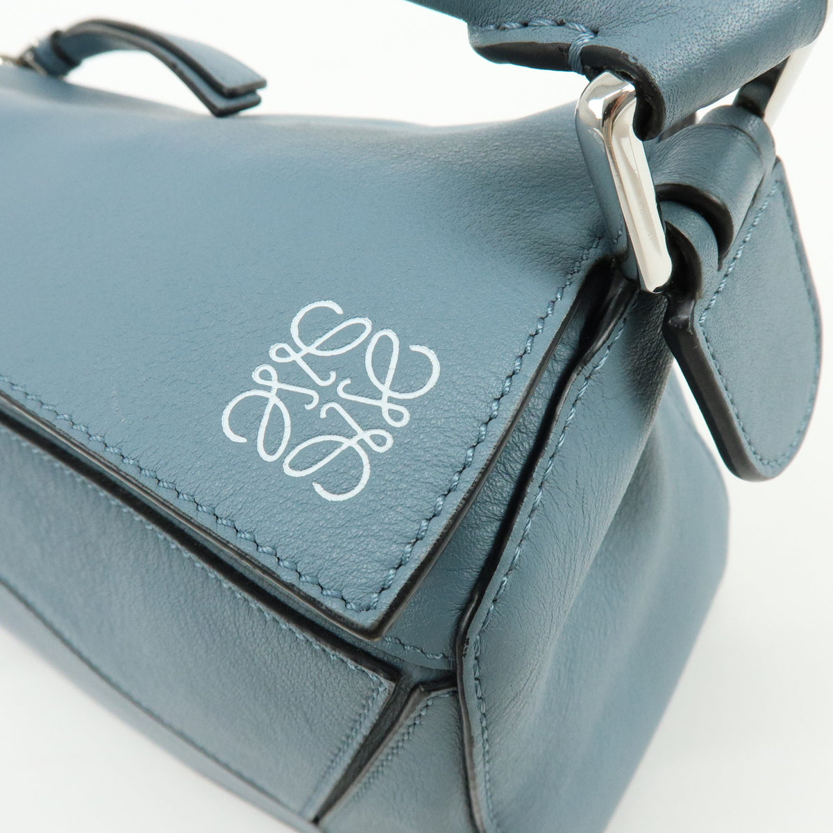 LOEWE Anagram Puzzle Bag Leather 2Way Bag Hand Shoulder Bag Light Blue