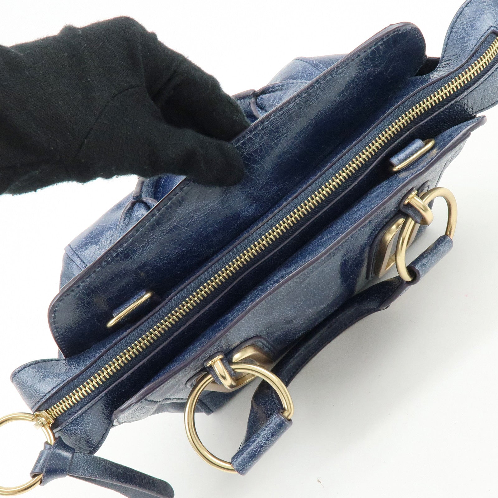 Chloe See by Chloe Paige Leather Small 2Way Hand Bag Shoulder Bag Blue