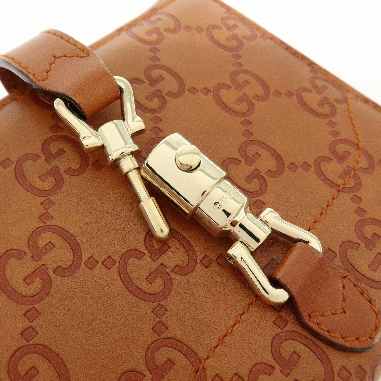 GUCCI New Jackie Guccissima Leather Compact Wallet Brown 141435