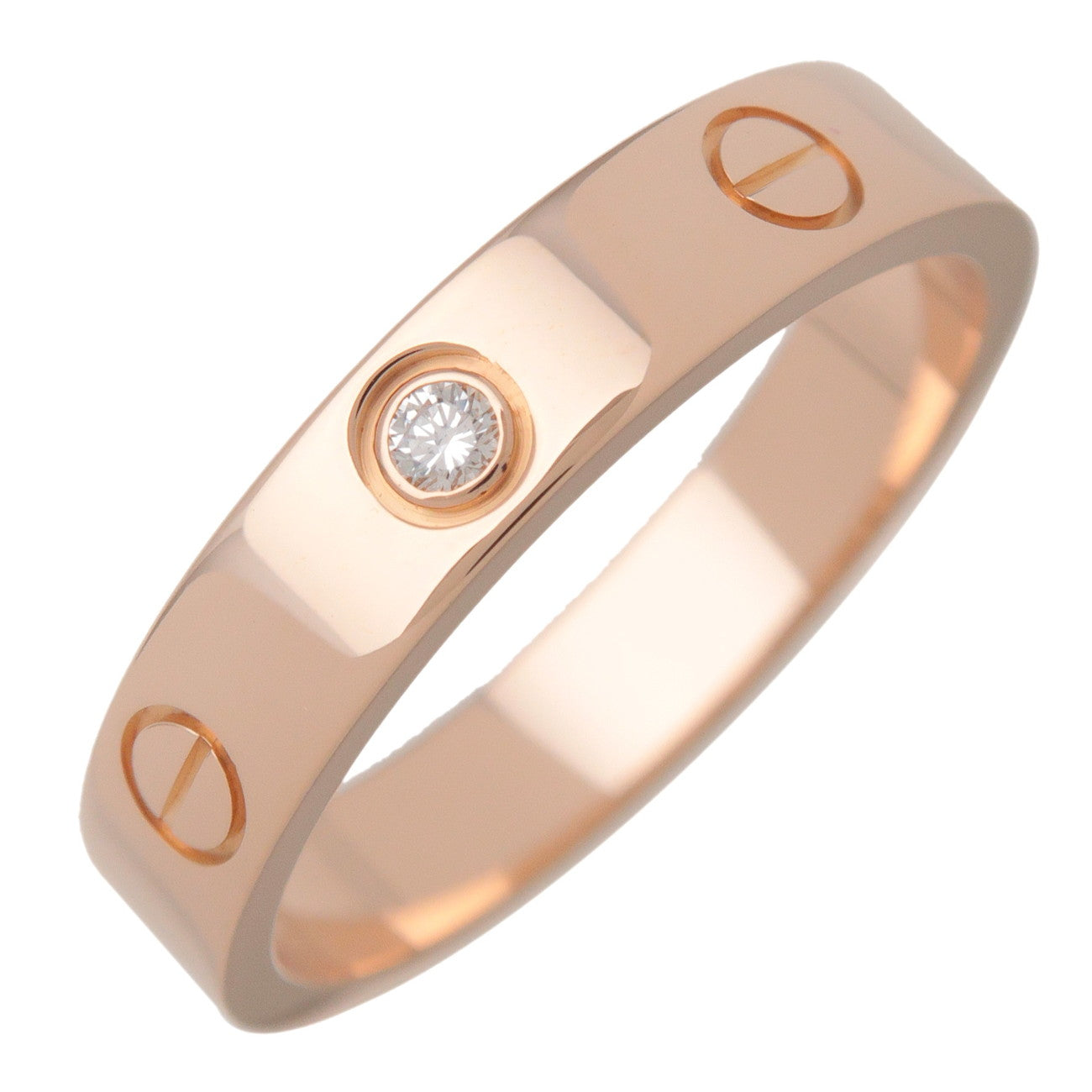Cartier Mini Love 1P Diamond Ring K18 750PG #55 US7.25 EU55 HK16