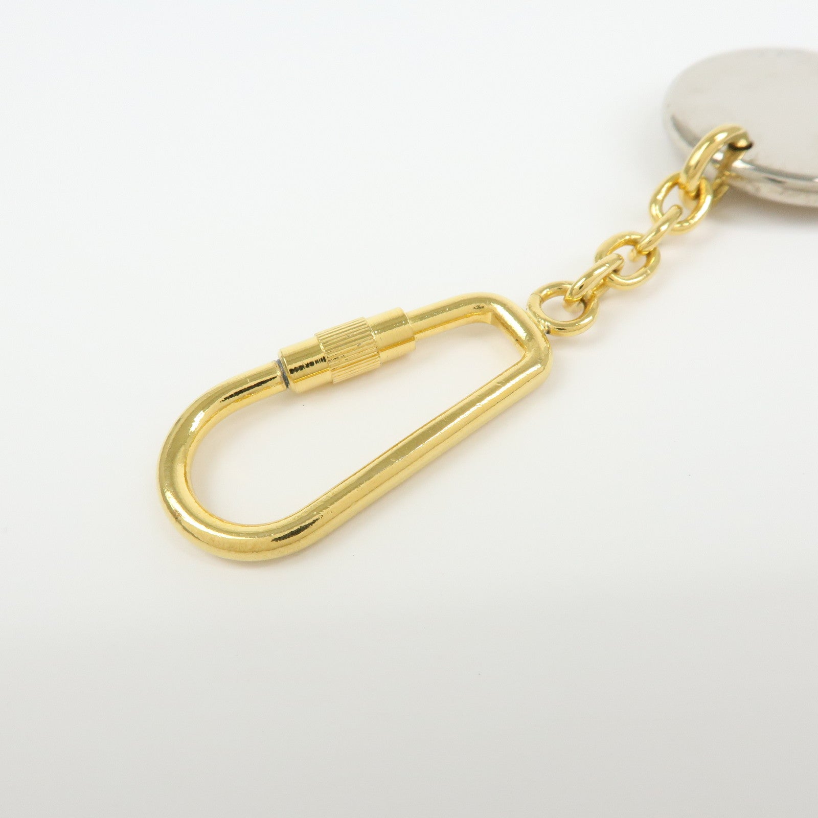 CELINE Horse Carriage Motif Metal Bag Charm Key Holder Gold Silver