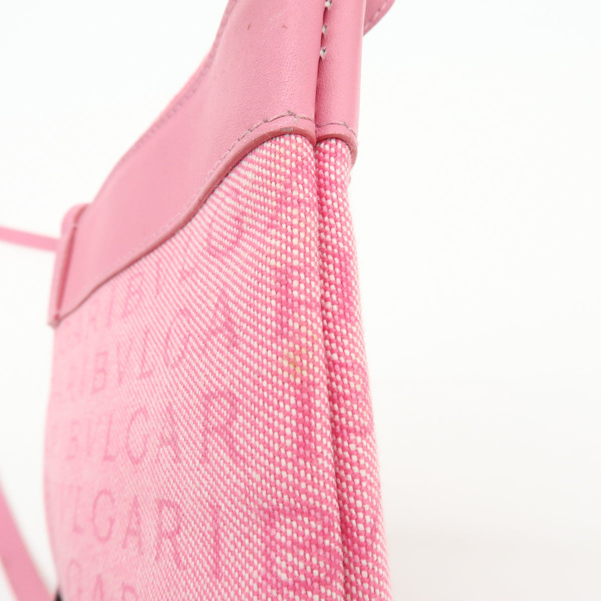 BVLGARI Logomania Canvas Leather Shoulder Bag Crossbody Bag Pink