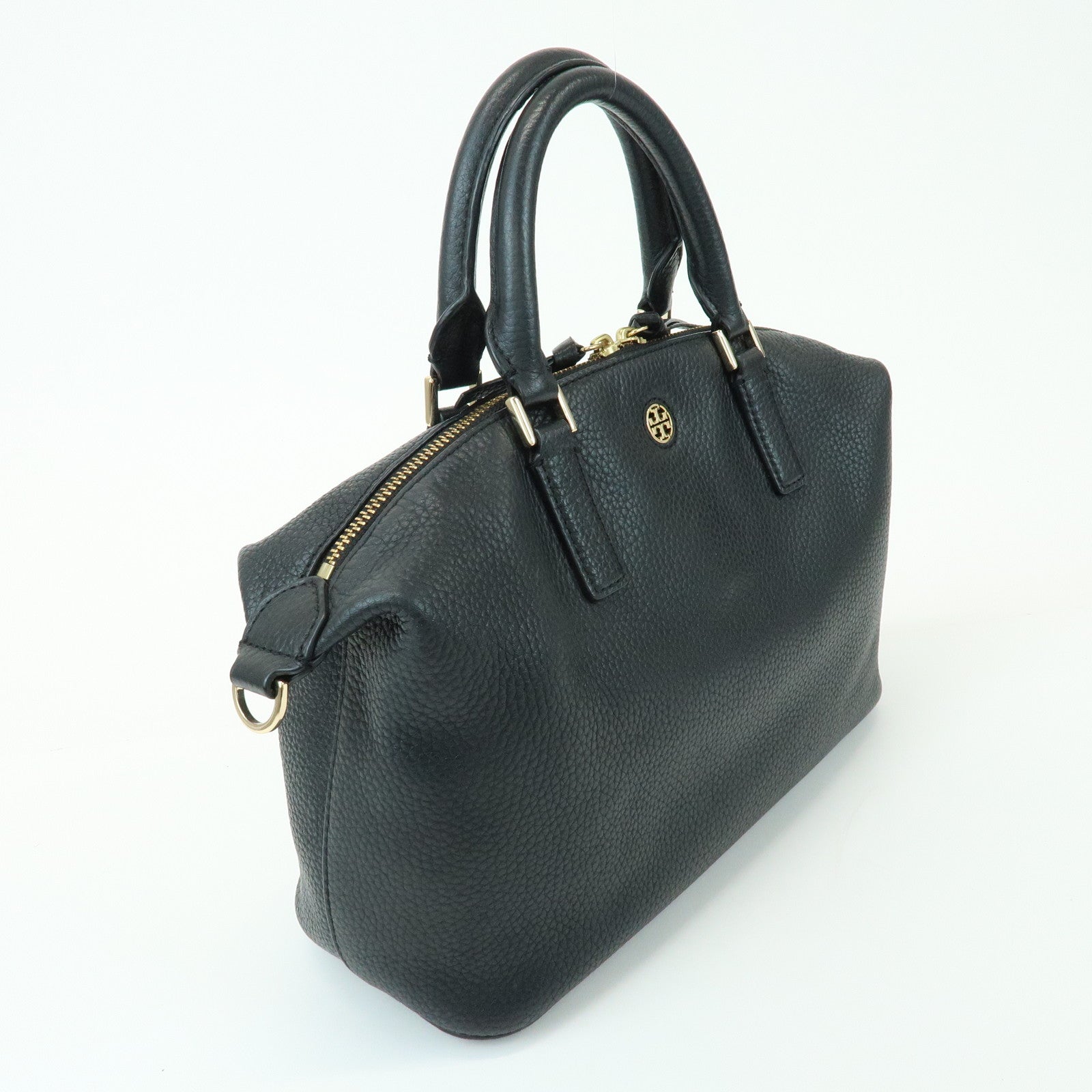 TORY BURCH Leather 2Way Bag Hand Bag Shoulder Bag Black