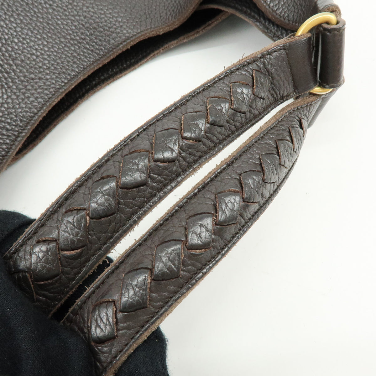 BOTTEGA VENETA Intrecciato Campana Large Leather Shoulder Bag Brown