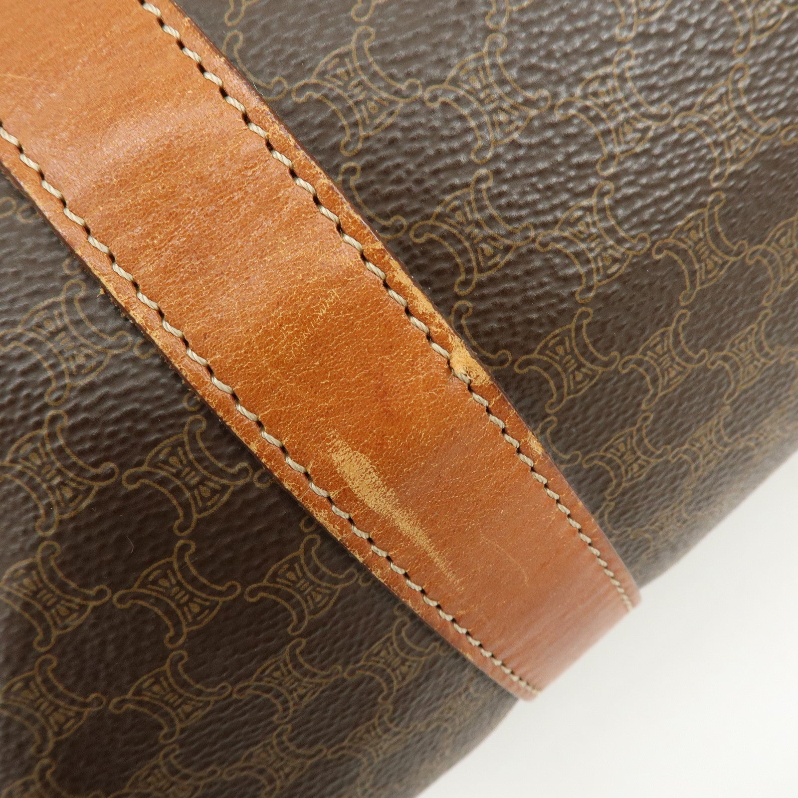 CELINE Macadam PVC Leather Boston Bag Hand Bag Brown