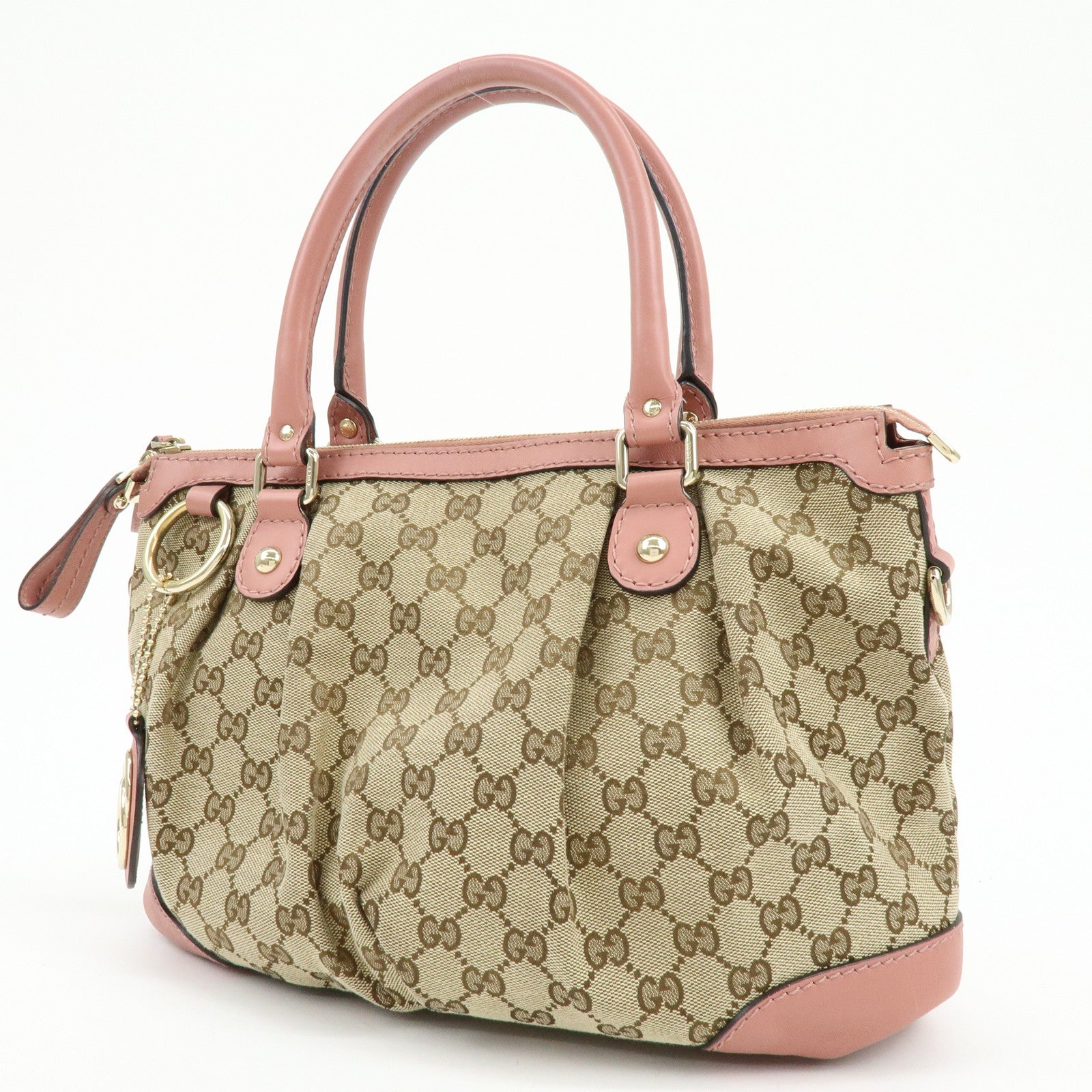 GUCCI Sukey GG Canvas Leather 2Way  Shoulder Bag Pink 247902