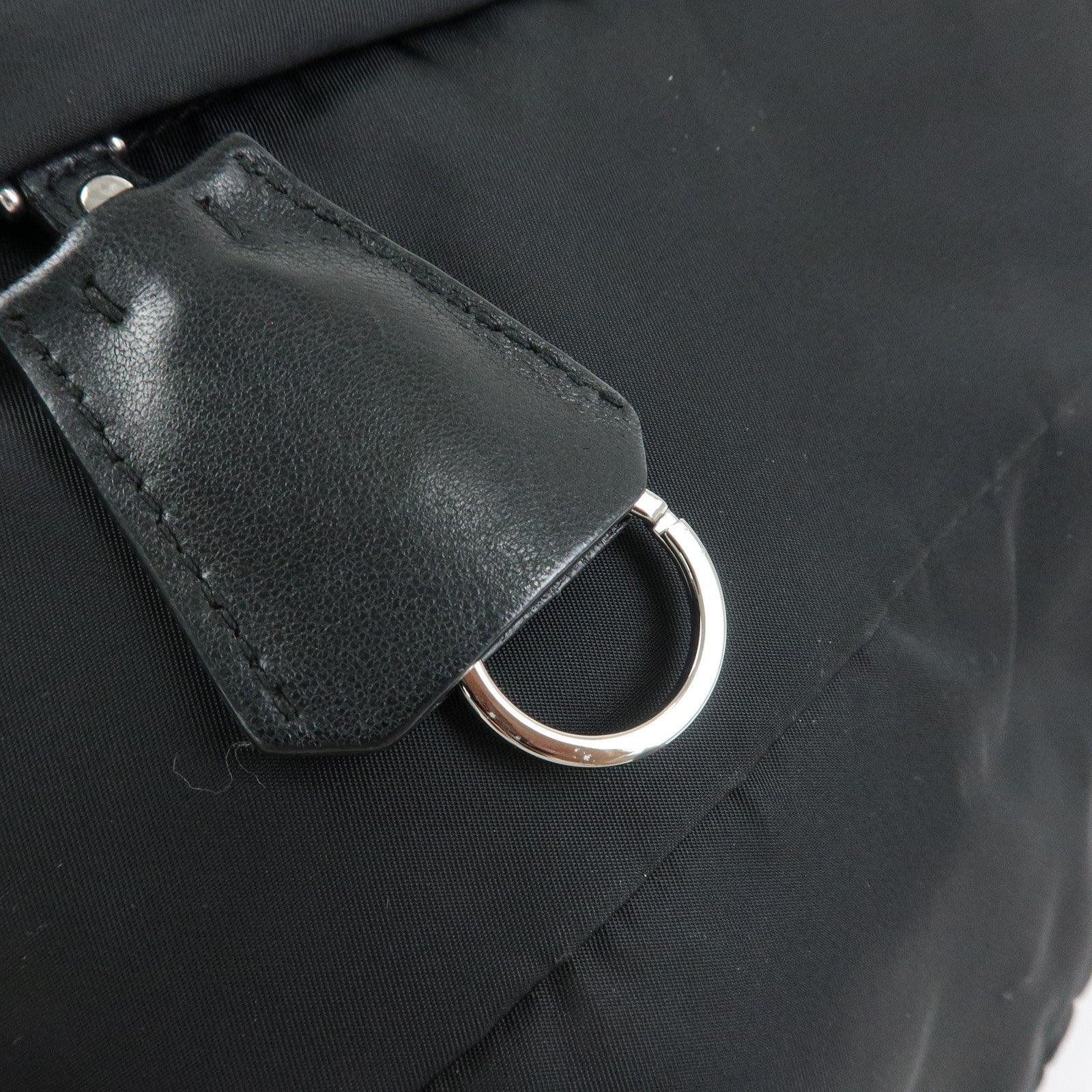 PRADA Triangle Logo Nylon Leather Shoulder Bag Crossbody Bag Black