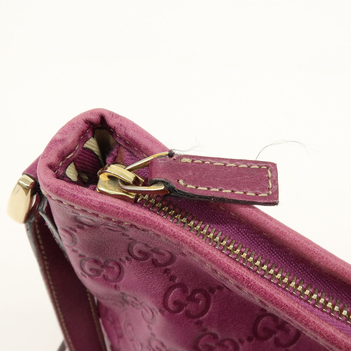 GUCCI Abbey Guccissima Leather Shoulder Bag Crossbody Bag Purple 131326