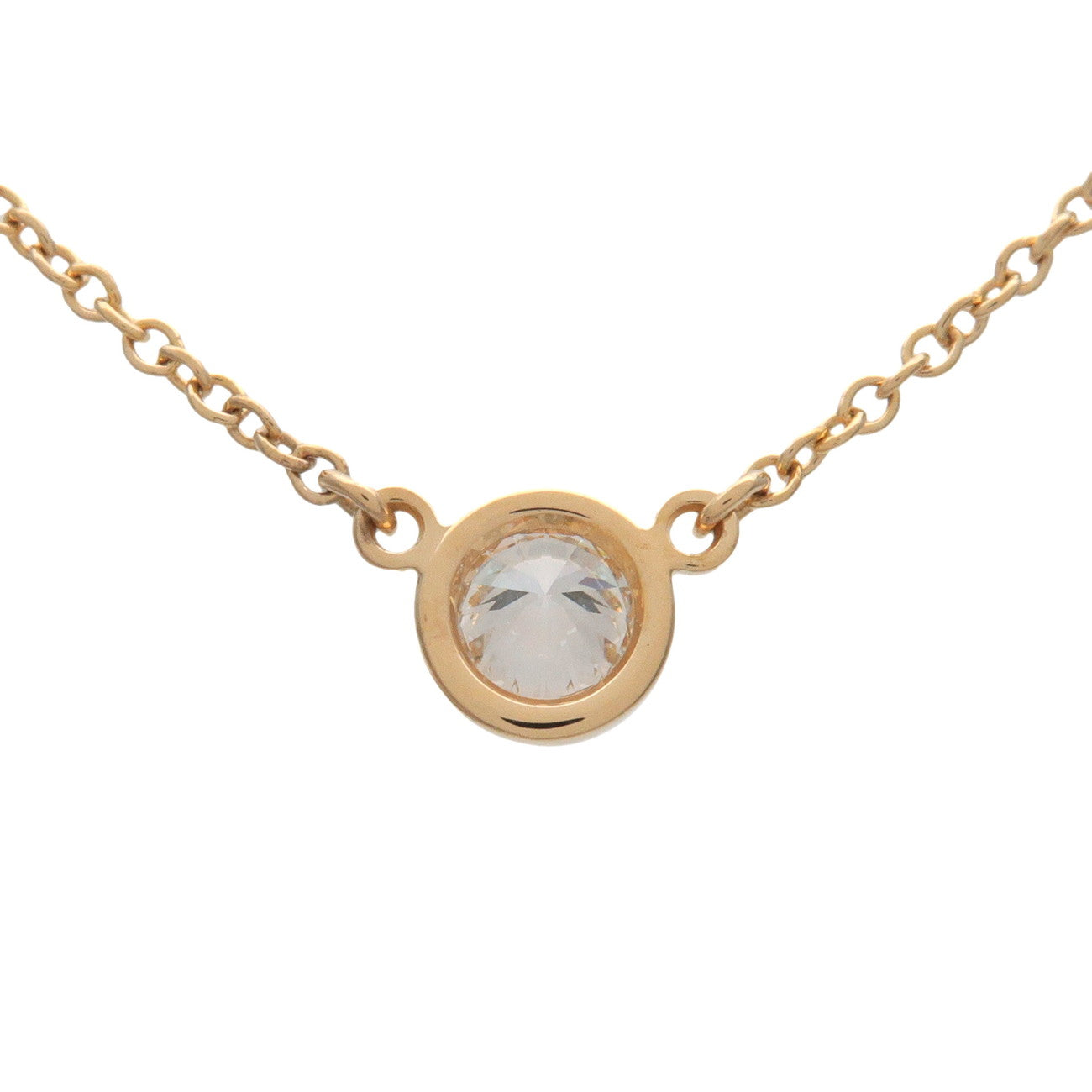 Tiffany & Co By The Yard 1P Diamond Necklace K18 750YG Yellow Gold