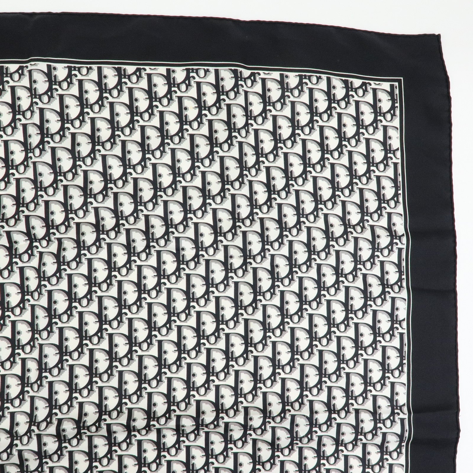 Christian Dior Trotter Silk 100% Scarf Black White