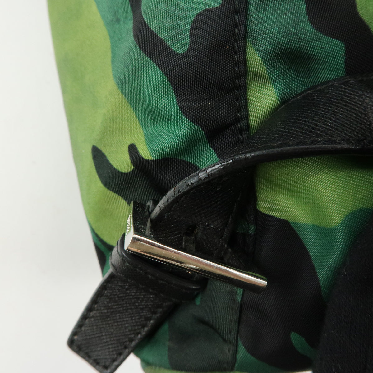 PRADA Triangle Logo Nylon Leather Backpack Rucksack Camouflage BZ0032