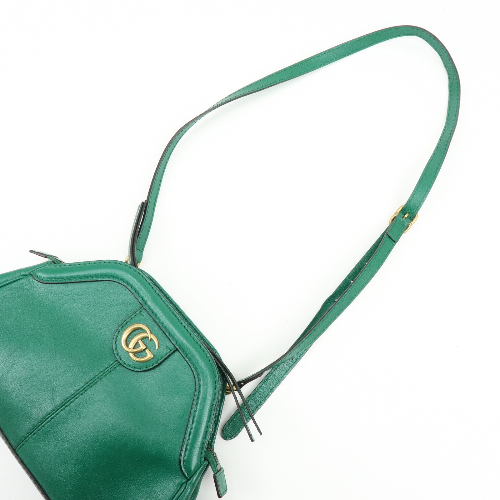 GUCCI Animalier Double G Small Cat Head Shoulder Bag Green 524620