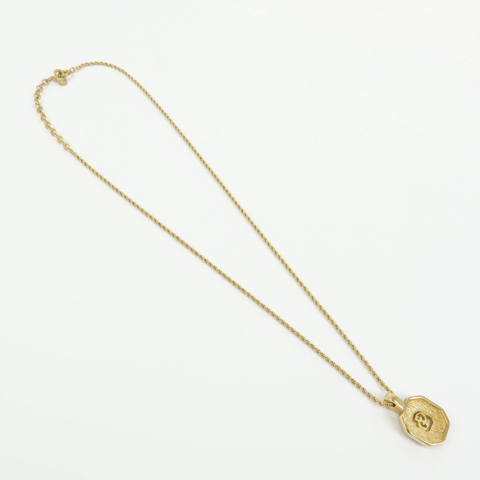 Christian Dior CD Logo Metal Rhinestone Necklace Choker Gold