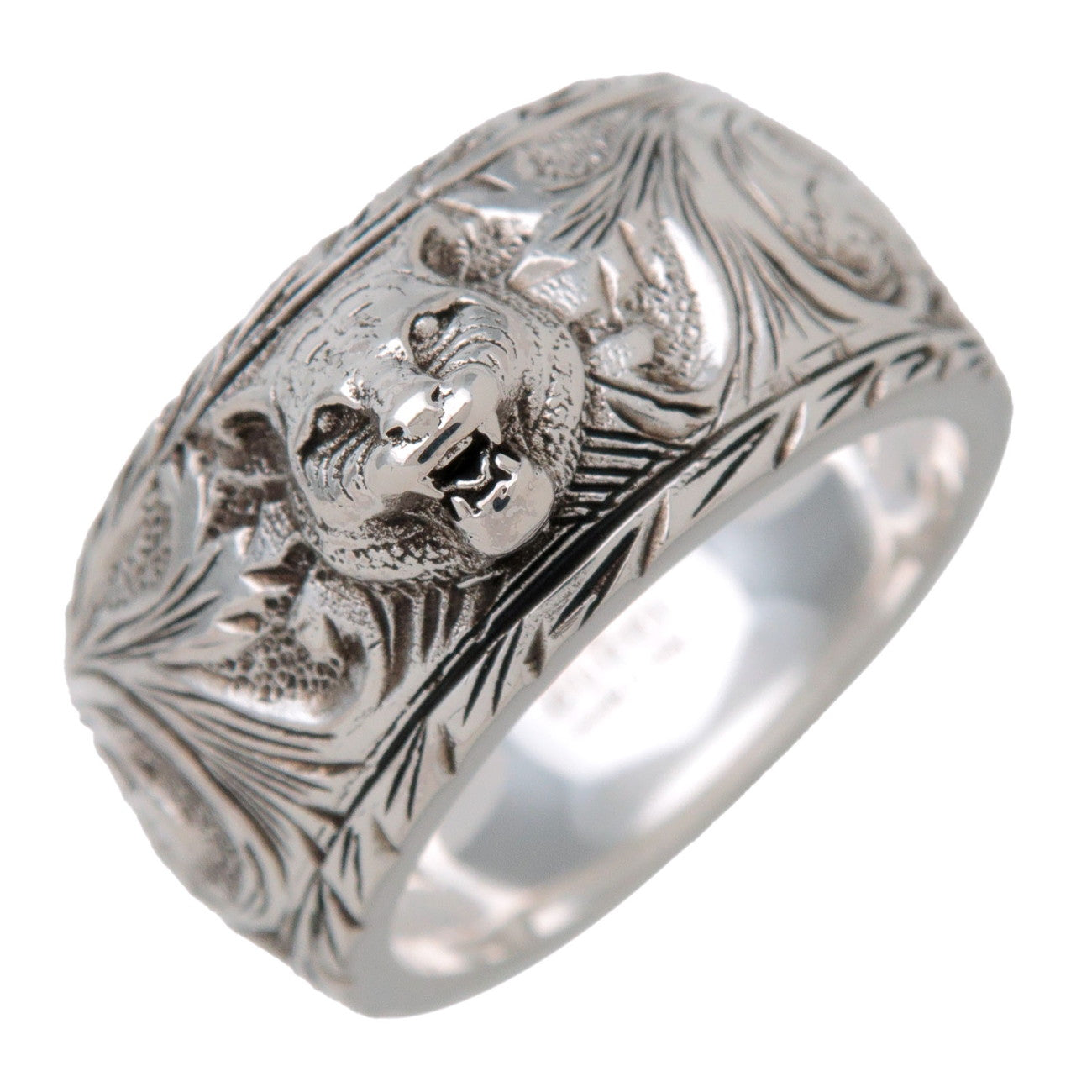 GUCCI Interlocking G Tiger Head Arabesque Ring SV925 Silver #11 US5.5