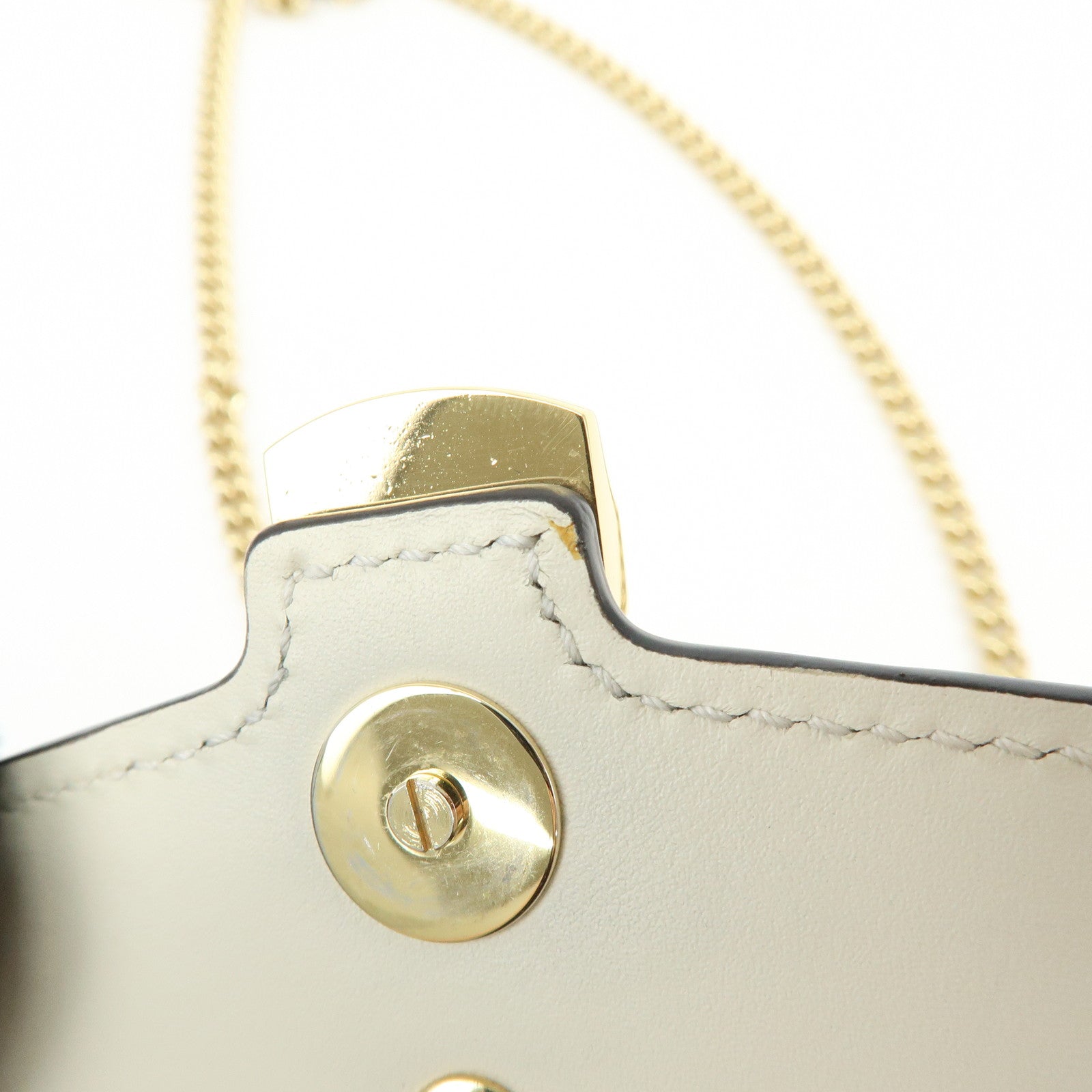 GUCCI Sylvie Sherry Leather Chain Mini Shoulder Bag White 494646