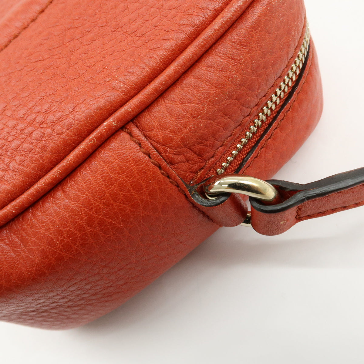 GUCCI SOHO Interlocking G Leather Chain Shoulder Bag Orange 308364
