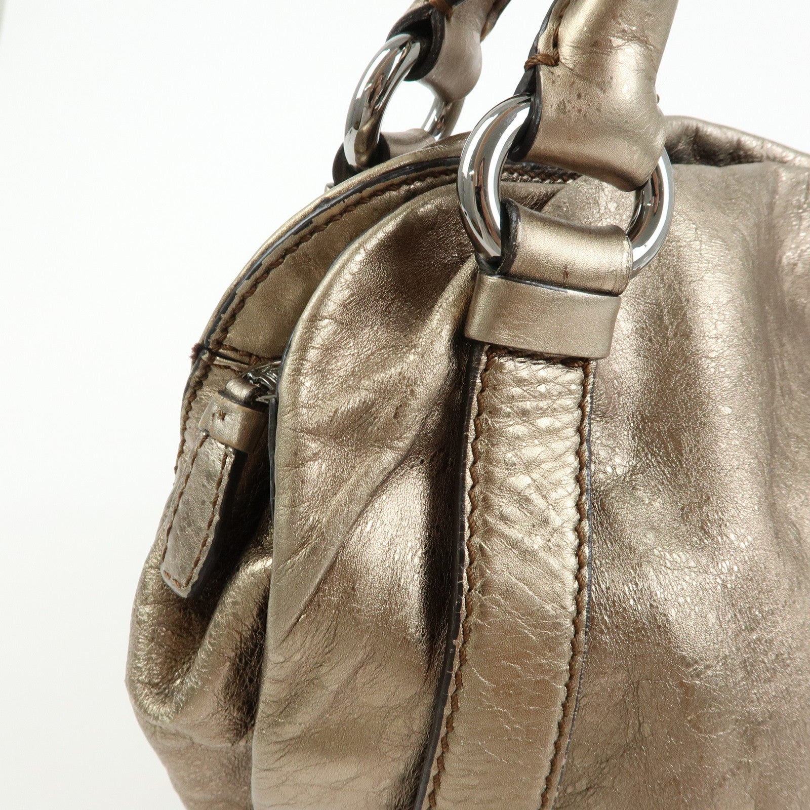 Celine Bittersweet Leather Shoulder Bag Hand Bag Hobo Bag Gold