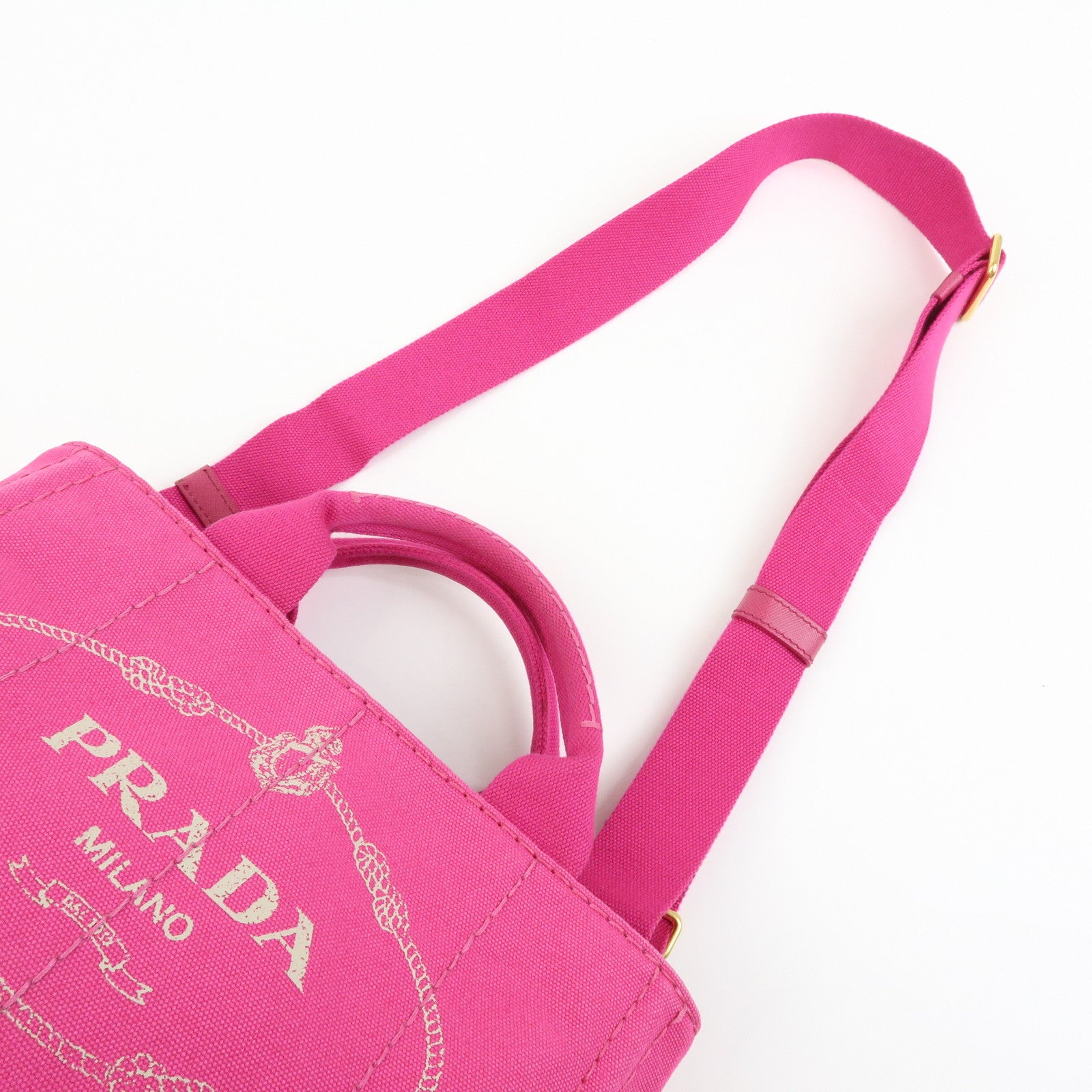 PRADA Triangle Logo Canapa Mini Canvas 2Way Hand Bag Pink B2439G