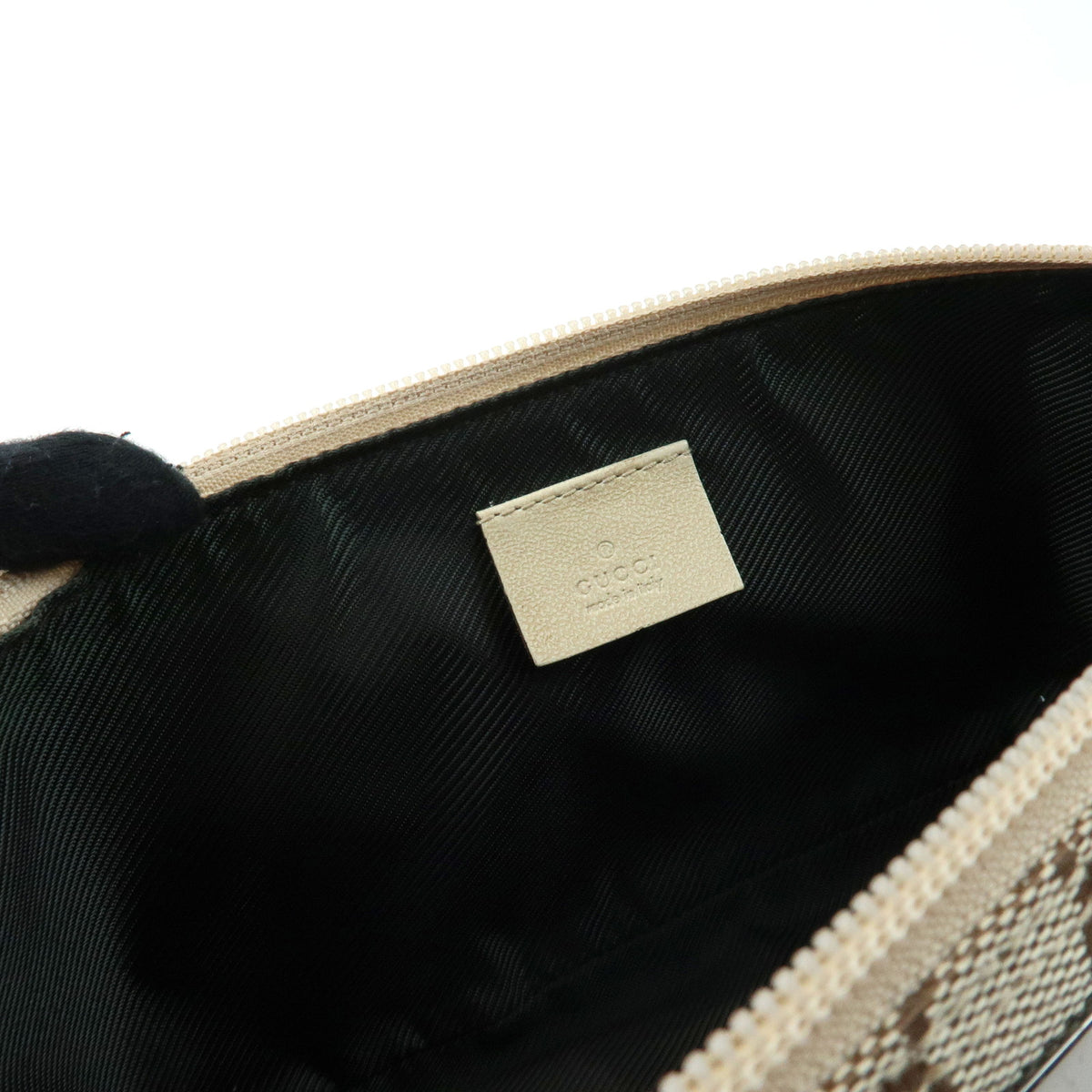 GUCCI Boat Bag GG Canvas Leather Hand Bag Accessory Pouch Beige 07198