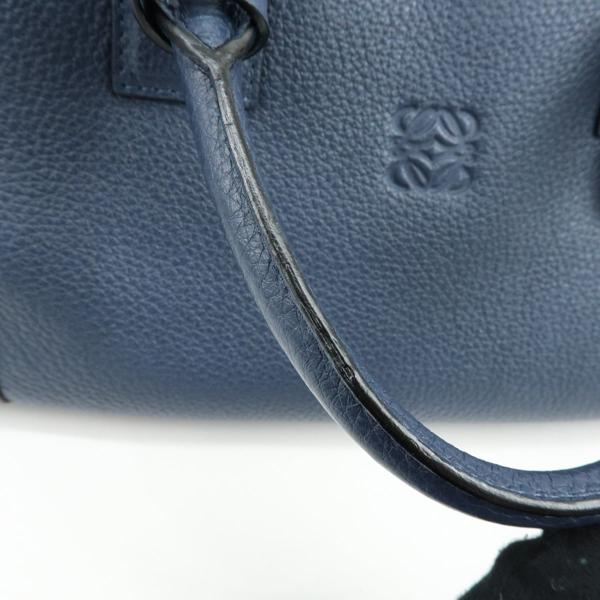LOEWE Anagram Amazona 36 Leather Hand Bag Boston Bag Navy