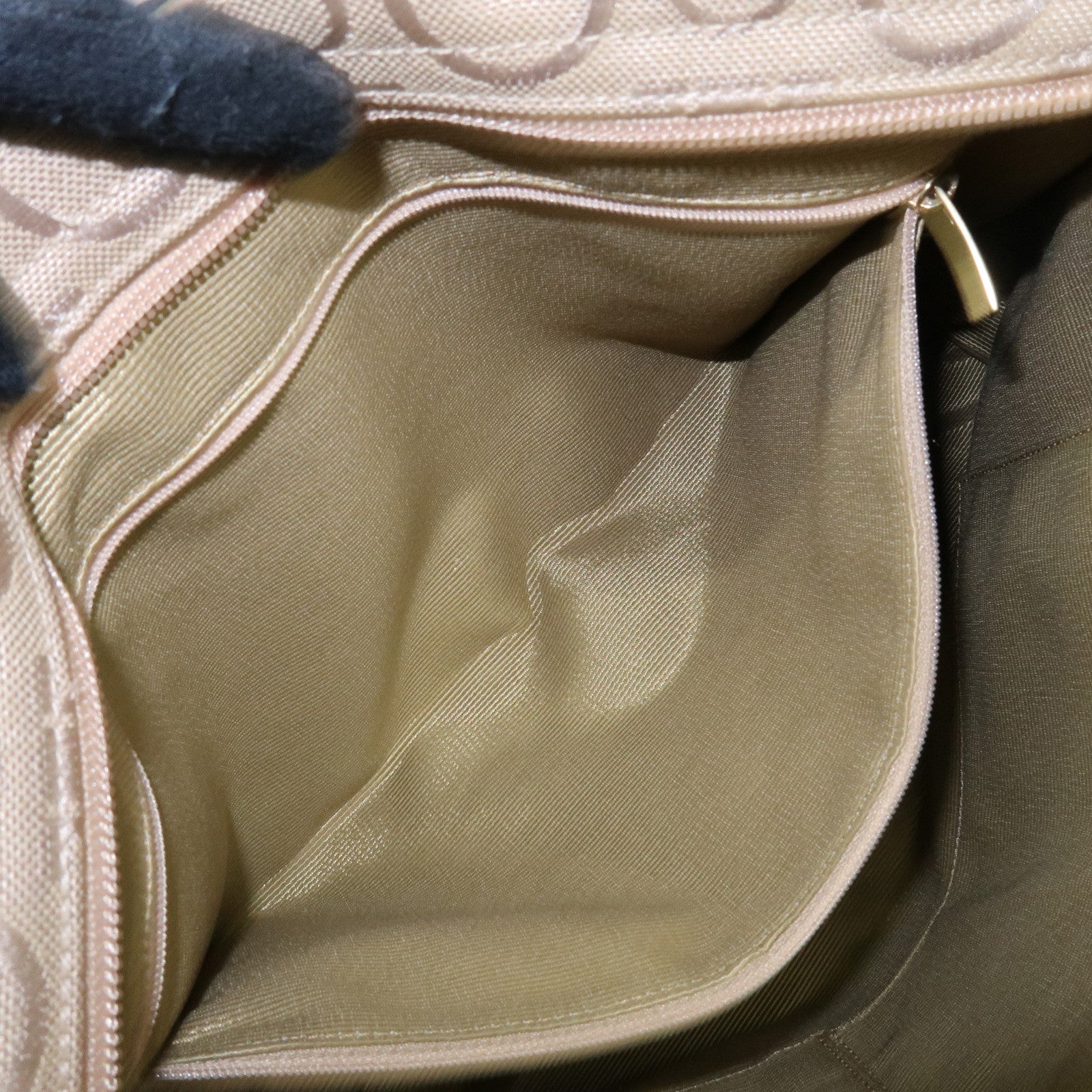 Ferragamo Gancini Canvas Leather Tote Bag Hand Bag Beige Brown