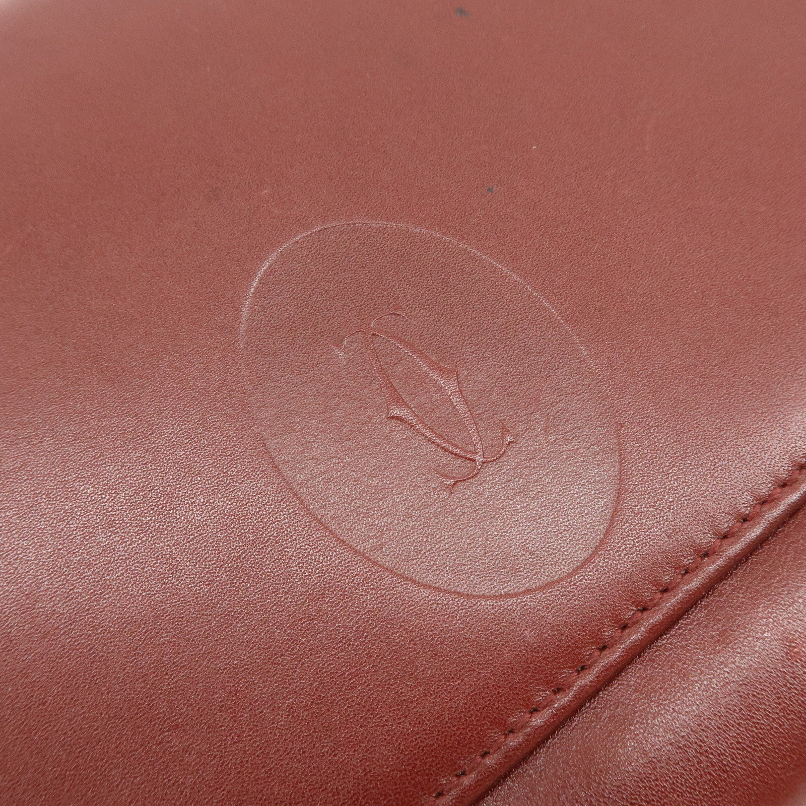 Cartier Must de Cartier Leather Clutch Bag Flat Pouch Bordeaux