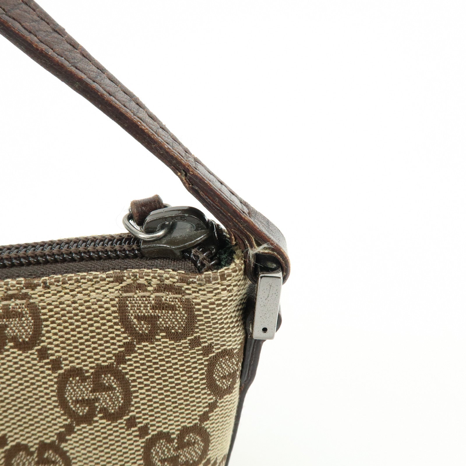 GUCCI Boat Bag GG Canvas Leather Hand Bag Accessory Pouch 07198