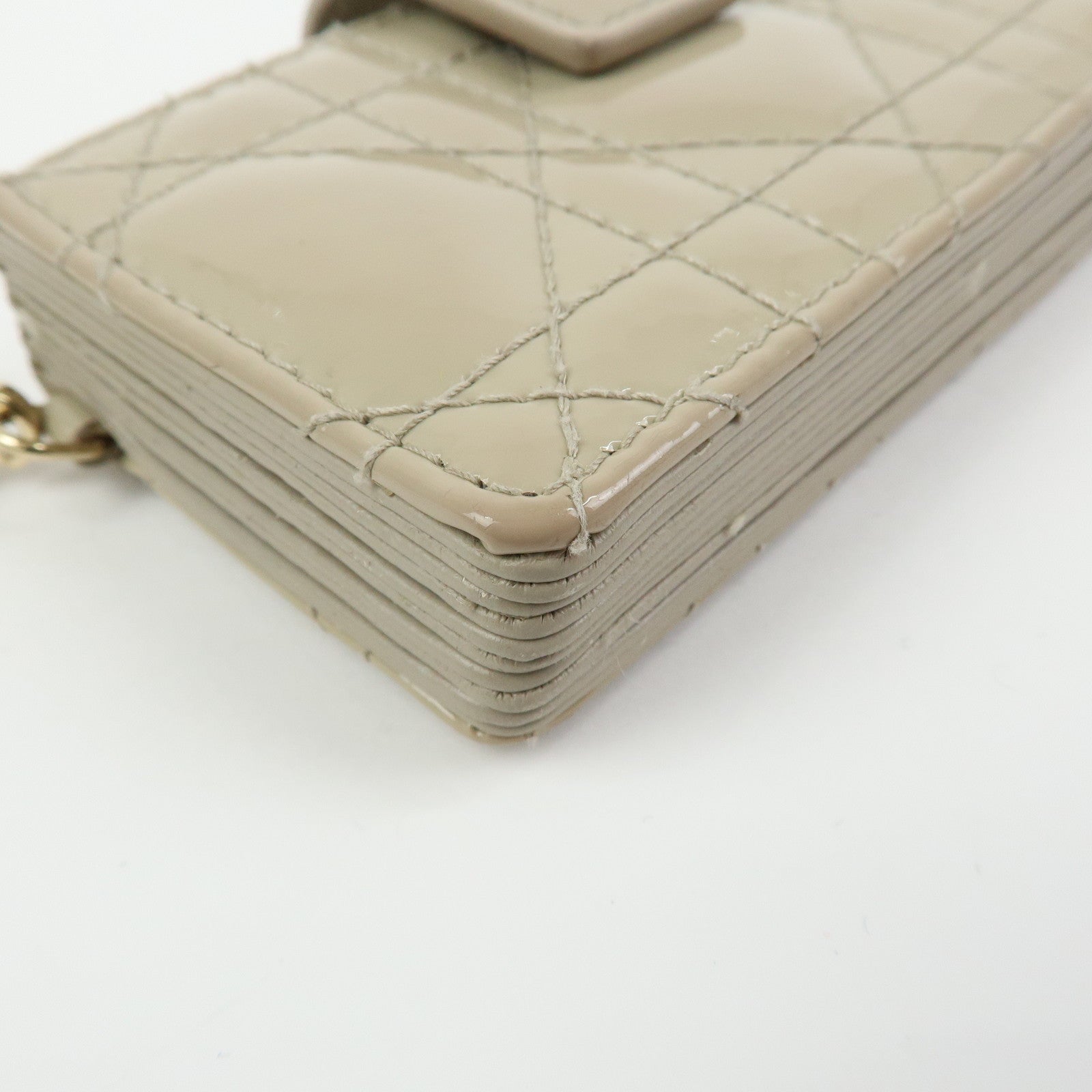 Christian Dior Lady Dior Cannage Jasmine Patent Leather Card Case