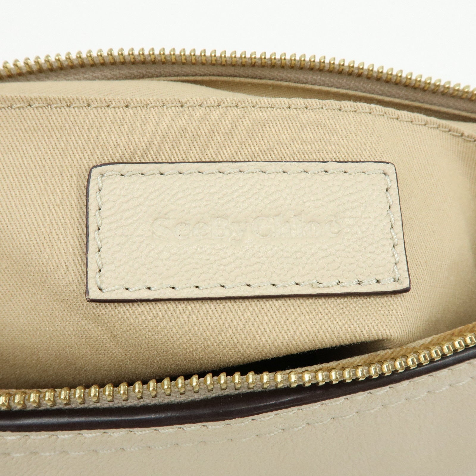 Chloe See By Chloe Joan Leather Shoulder Bag Hand Bag Beige