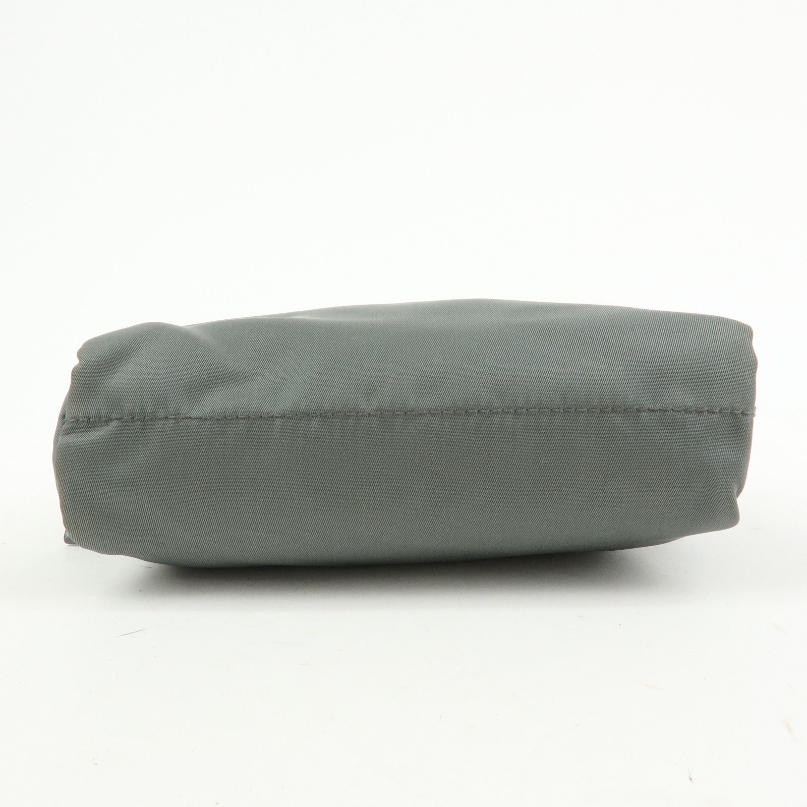 PRADA Triangle Logo Nylon Pouch Cosmetic Case Makeup Case Gray