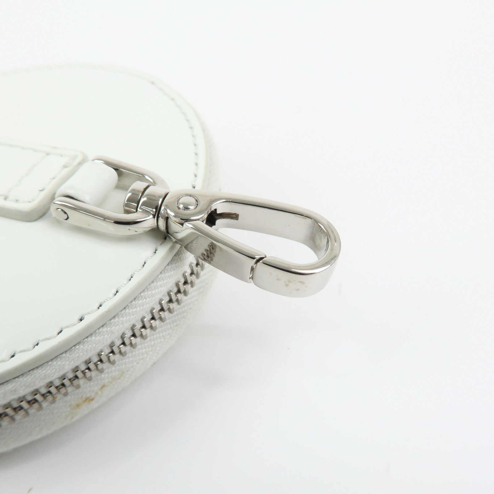 PRADA Triangle Logo Leather Mini Pouch Coin Case White 1TL431