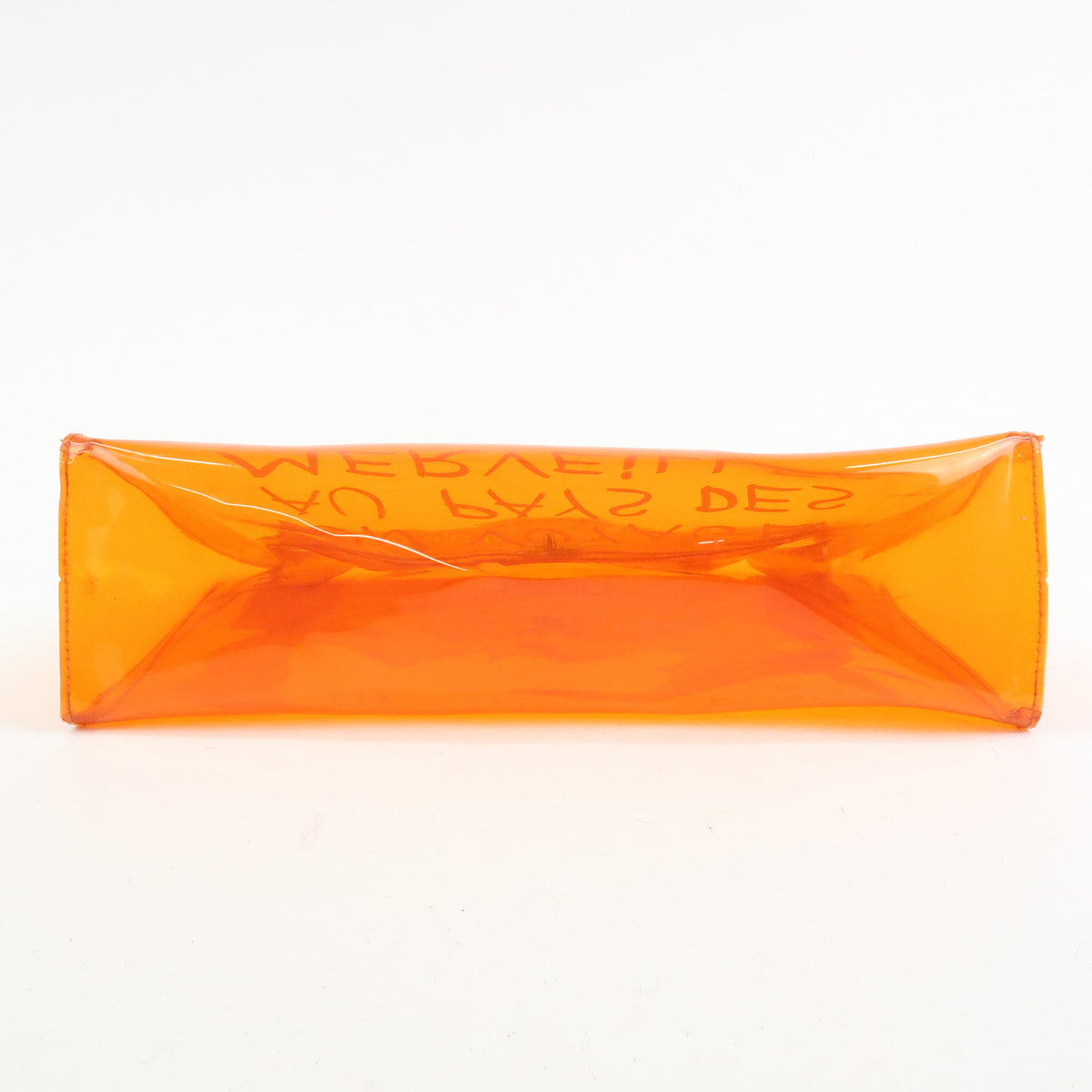 HERMES Vinyl Kelly Clear Hand Bag Transparent  Orange