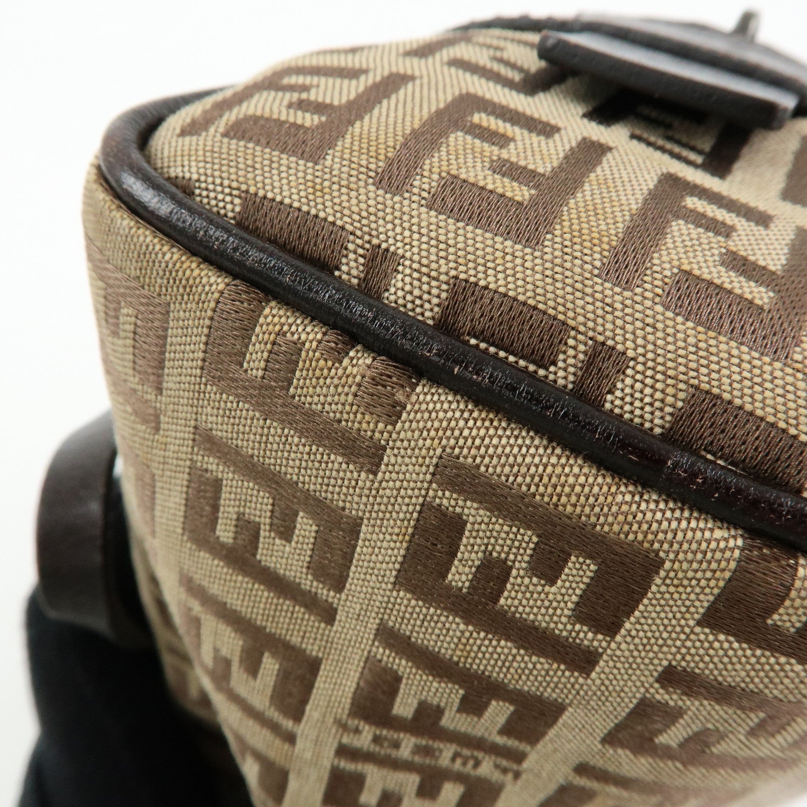 FENDI Zucchino Canvas Leather Mini Boston Hand Bag Beige Brown 8BL007